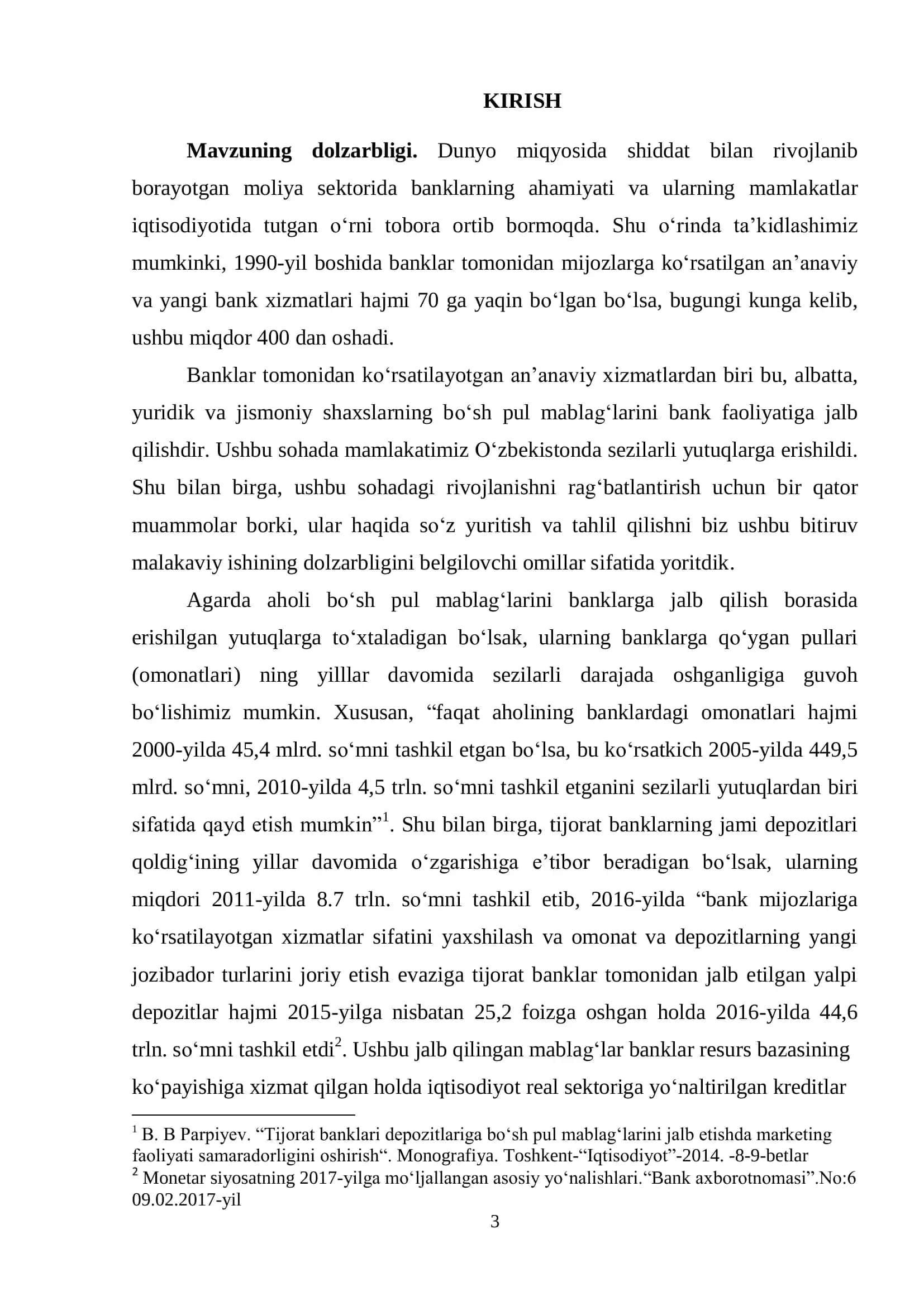 AHOLI BO„SH MABLAG„LARINI BANKLARGA JALB QILISHNING AHAMIYATI VA UNING BANK RESURSLARINI OSHIRISHDAGI O„RNI 3