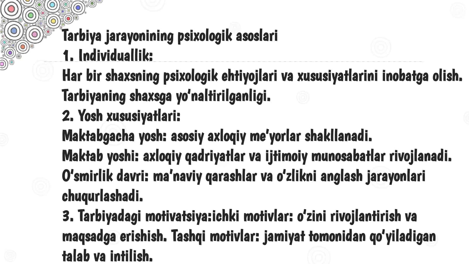 Tarbiya psixologiyasi Maqsadli vositalari va metodlari 3