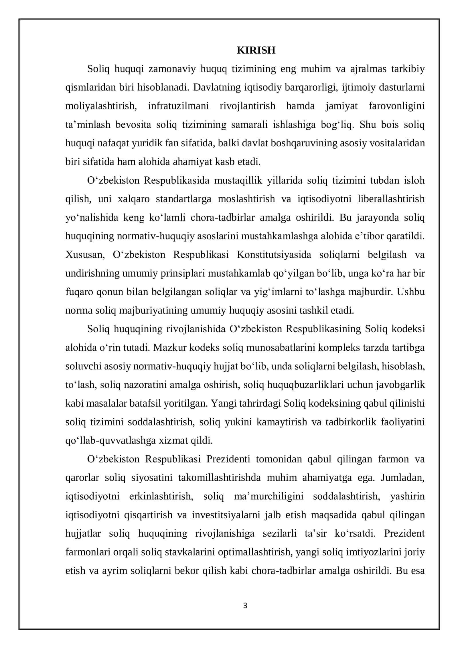 SOLIQ HUQUQI TUSHUNCHASI. SOLIQ HUQUQI PREDMETI, TIZIMI VA USULI 3