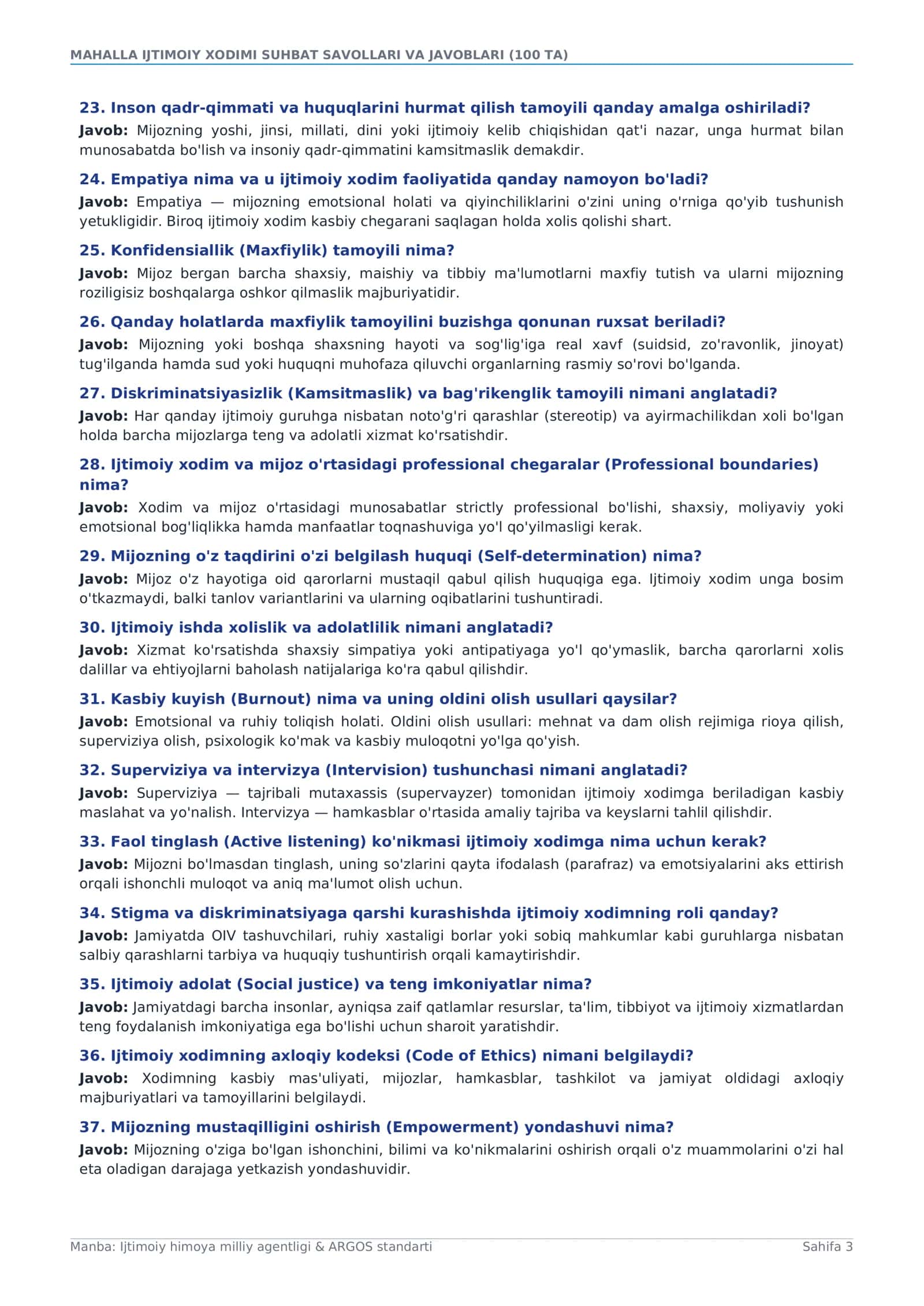 MAHALLA IJTIMOIY XODIMI SUHBAT SAVOLLARI VA JAVOBLARI (100 TA) 3