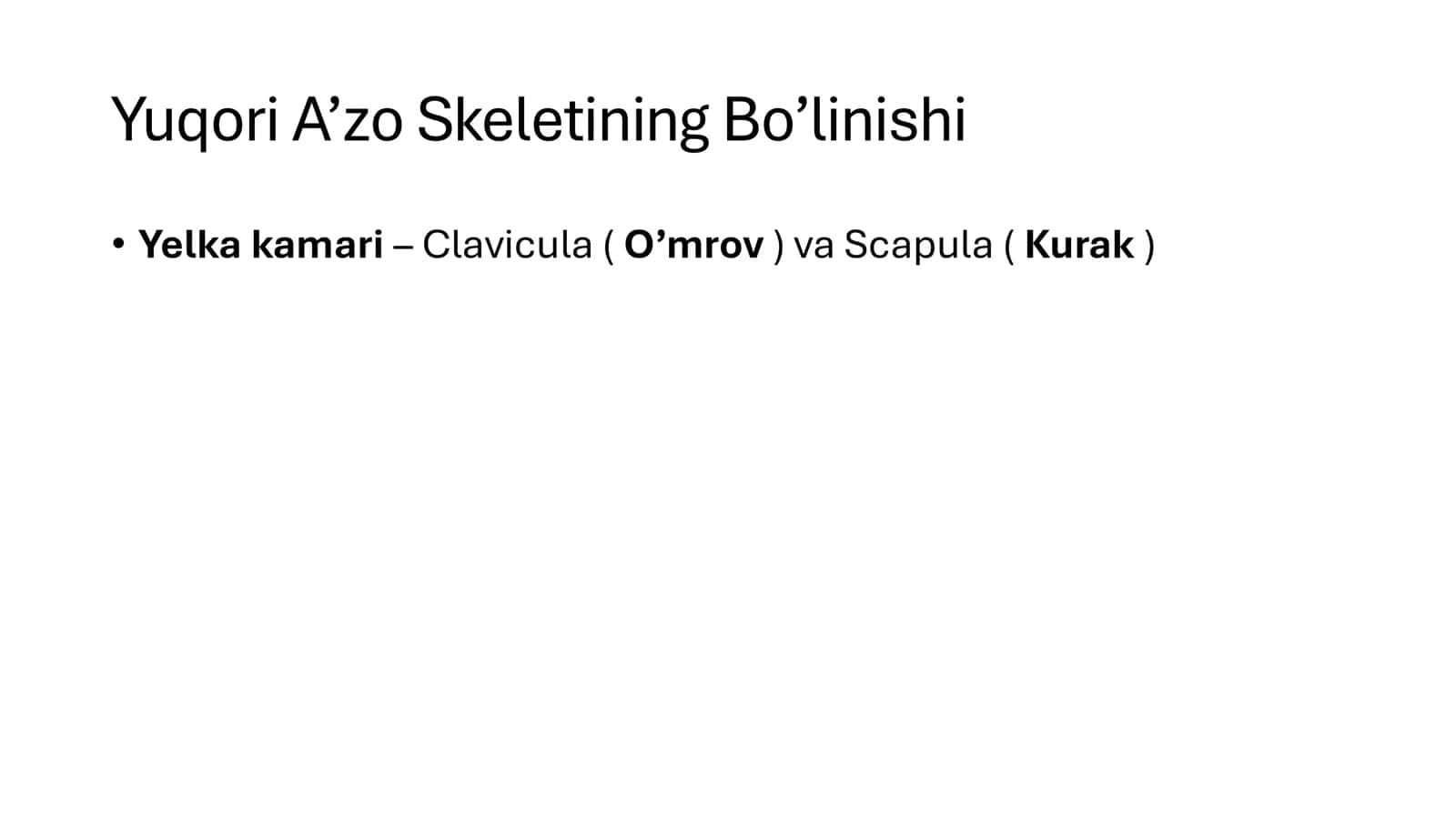 O'mrov va Kurak suyaklari Anatomiyasi va Tuzilishi 3