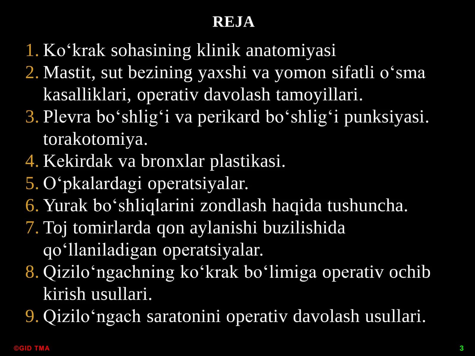 ANATOMIYA, KLINIK ANATOMIYA KAFEDRASI MAQSADI VA REJASI 3