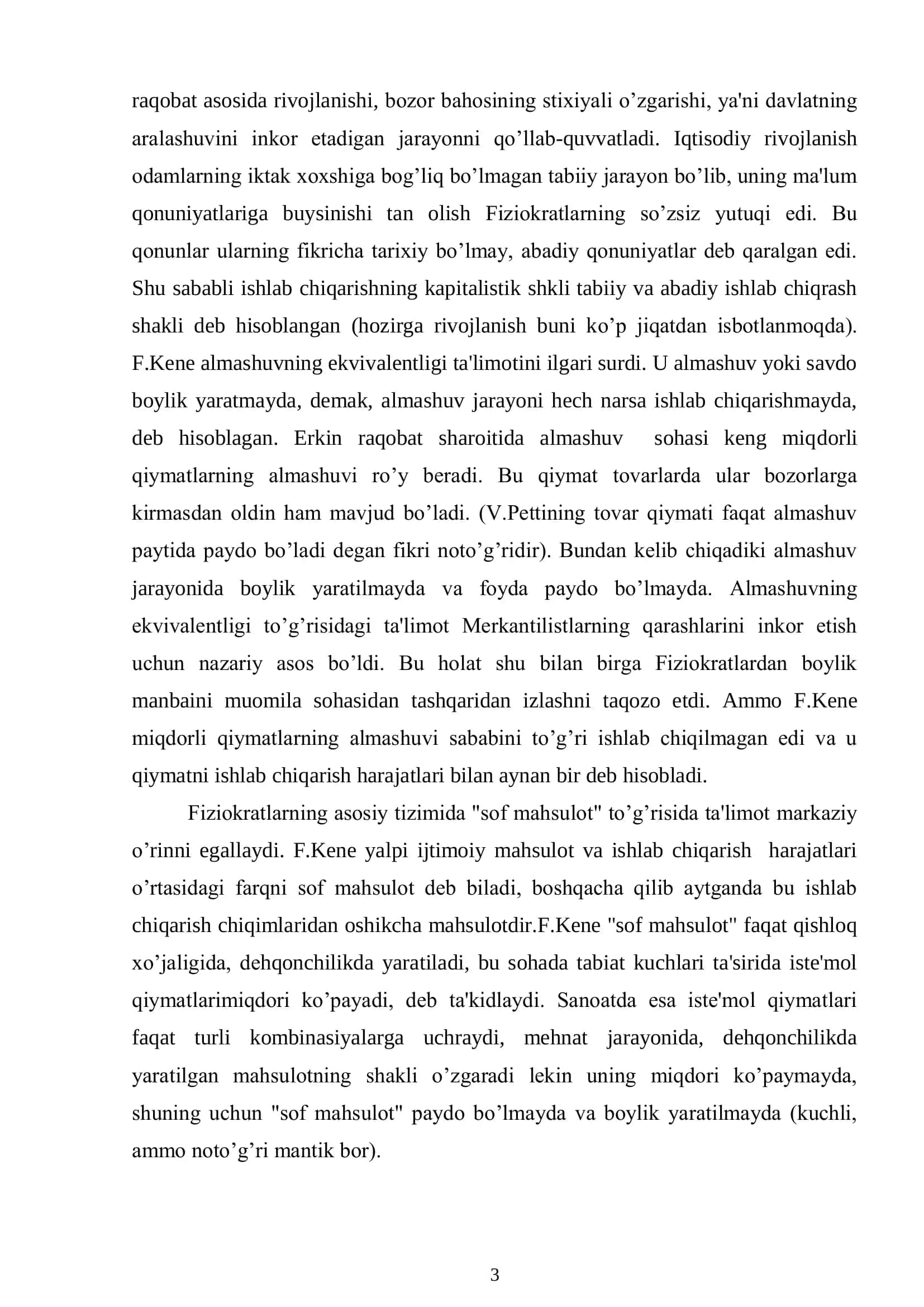 F.Kene va A.Tyurgolar - fiziokratizm ta'limotining asoschisilari 3
