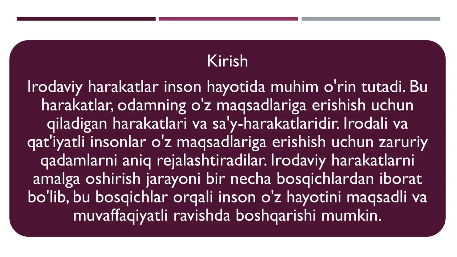 Irodaviy harakatlarni amalga oshirish bosqichlari 3