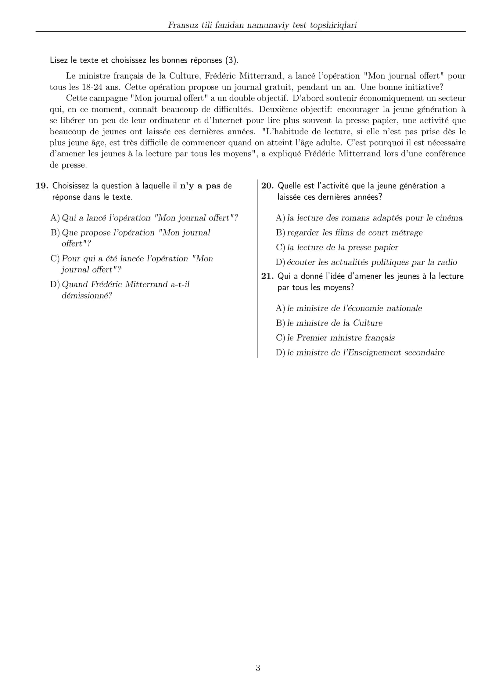 FRANSUZ TILI 3