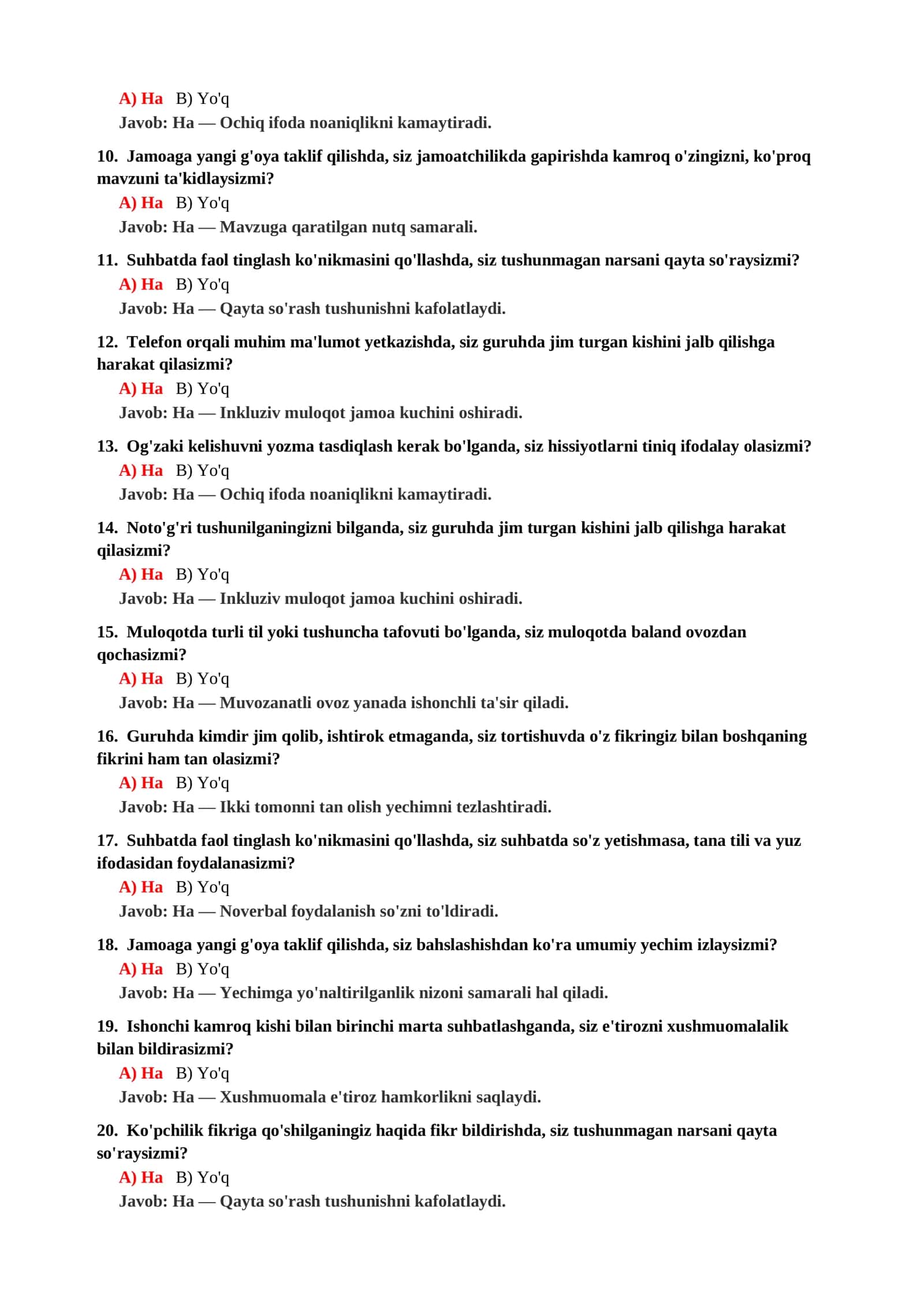 O'Z FIKRINI ERKIN IFODALASH QOBILIYATI TESTI 3