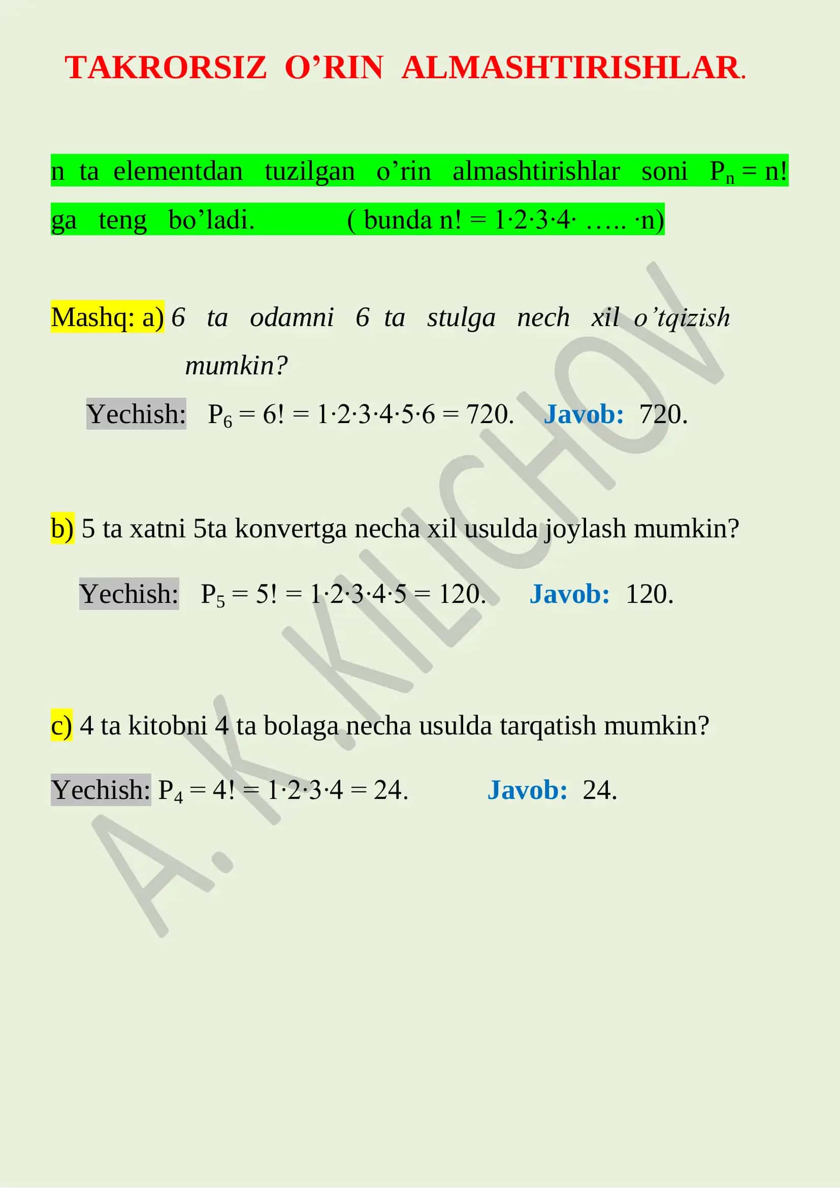KOMBINATORIKA ELEMENTLARI 3