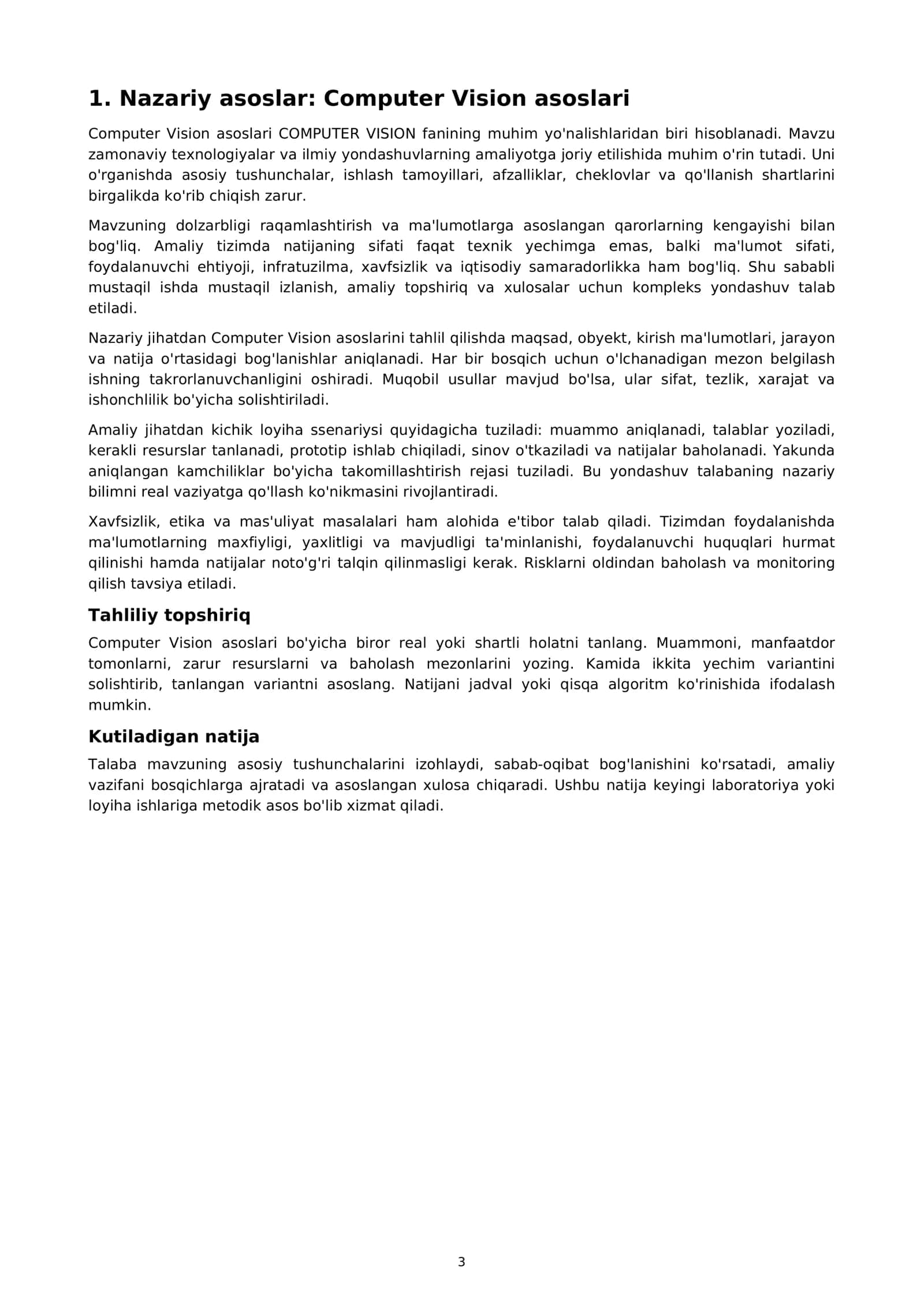 Computer Vision asoslari 3