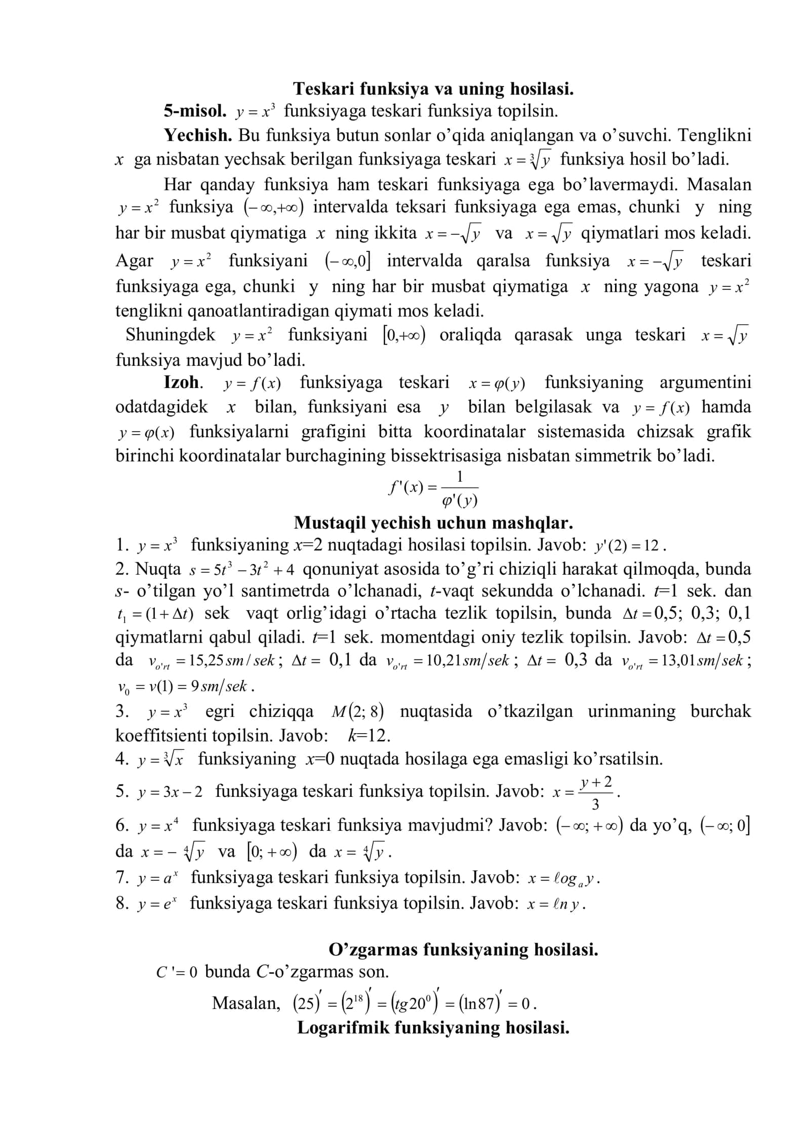 Funksiyaning hosilasi 3