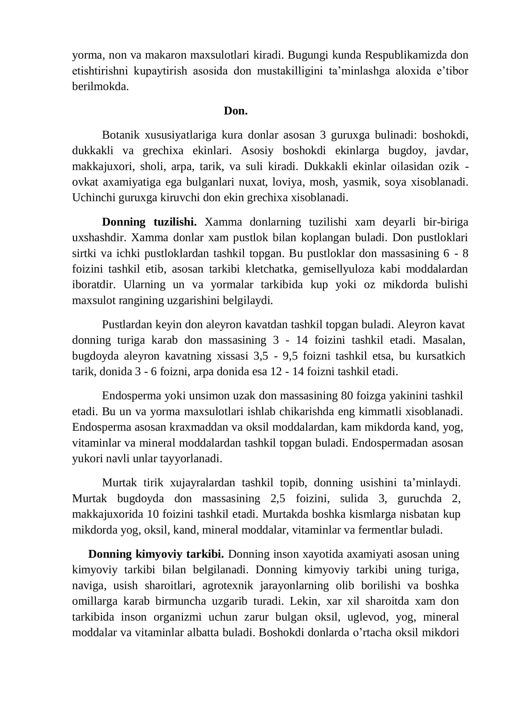 "Donli ekinlar va ularning sifatiga qo’yiladigan talablar" 3