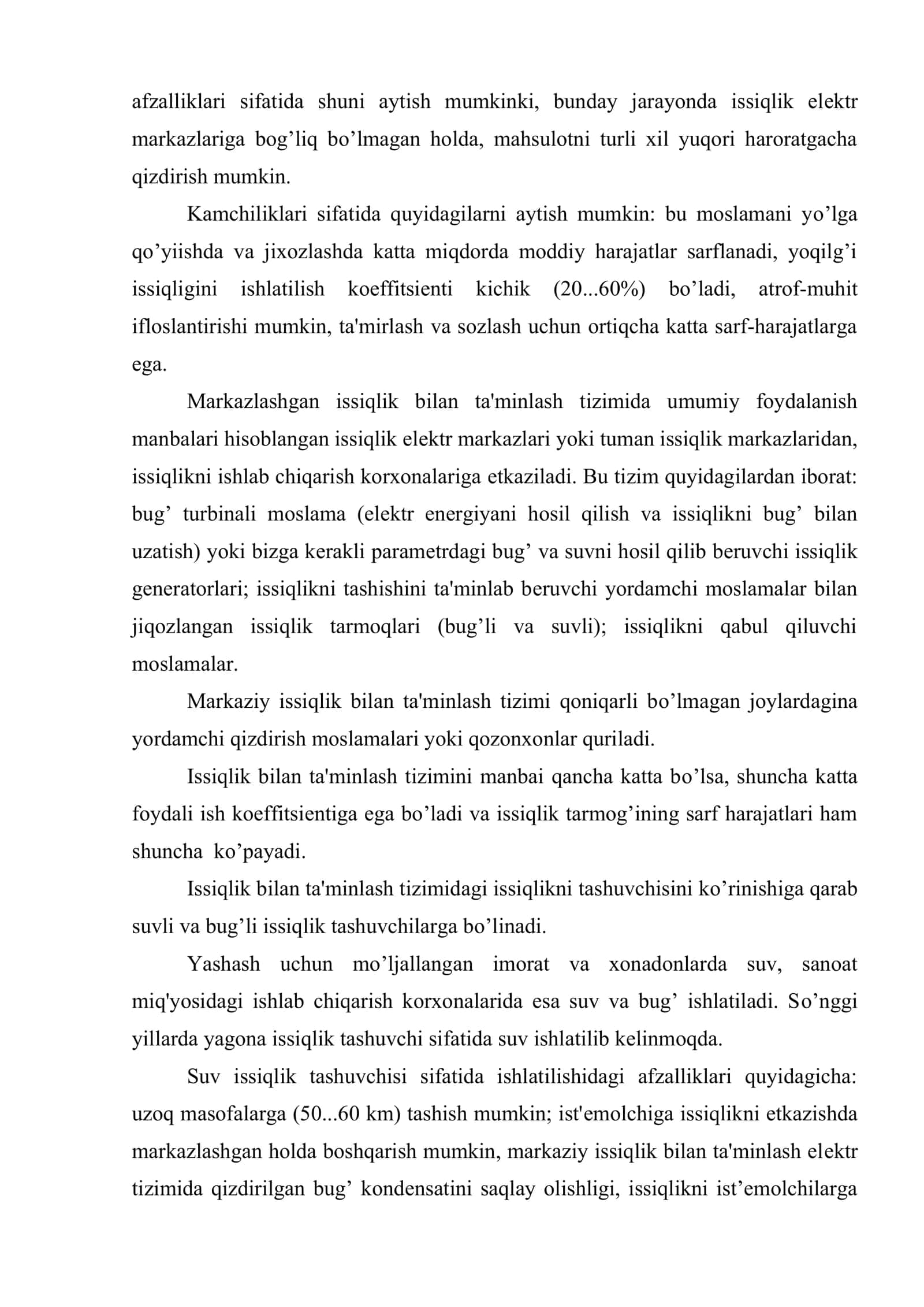 Kimyo farmatsеvtika ishlab chiqarish korxonalarini issiqlik bilan ta'minlash. Issiqlik bilan ta'minlash tizimlari 3