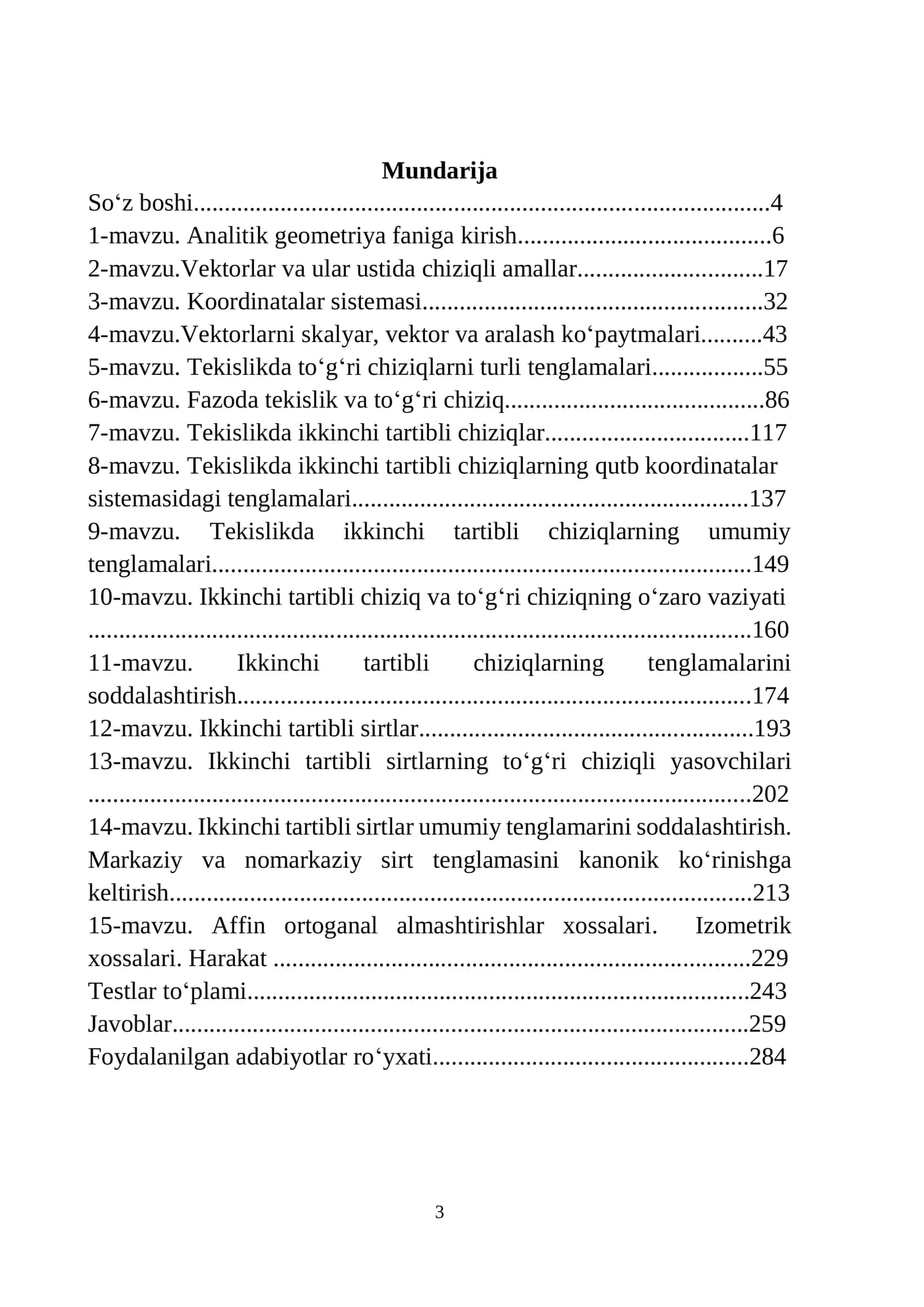 ANALITIK  GEOMETRIYADAN  MISOL VA MASALALAR (T.H.RASULOV  G‘.G‘.QURBONOV  Z.N.HAMDAMOV ) 3