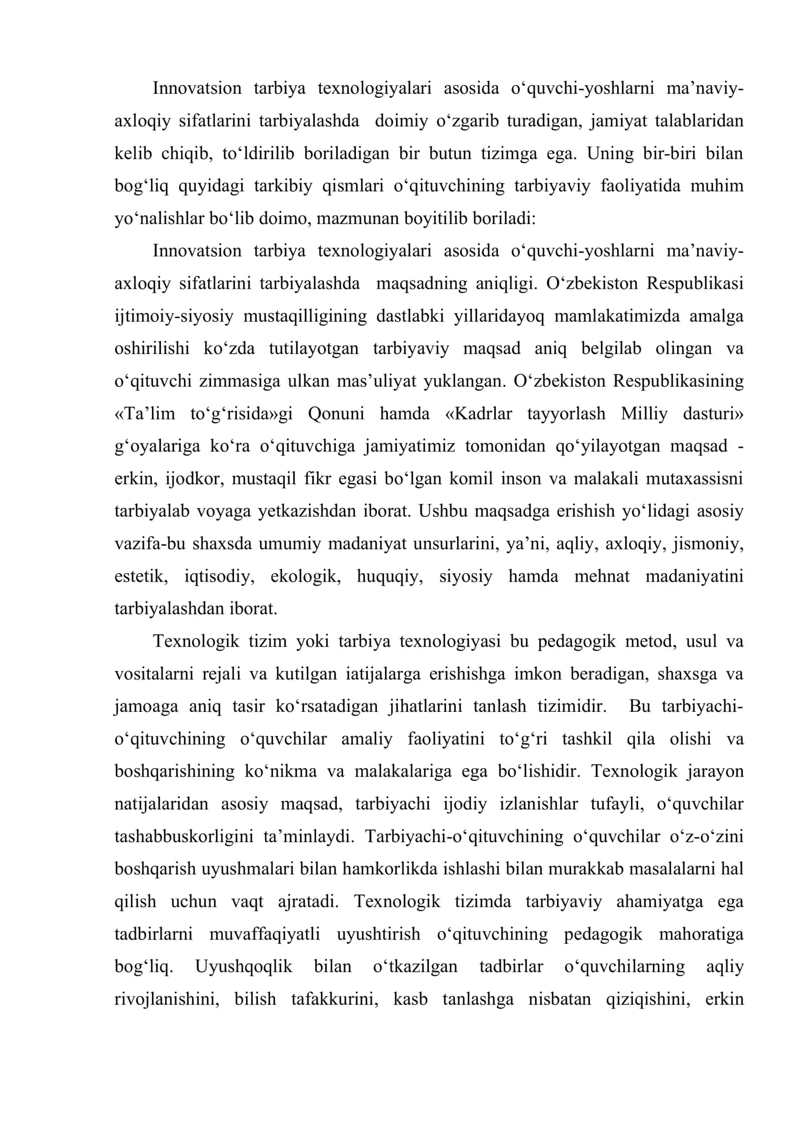Tarbiya texnologiyalari va ularning o’ziga xos xususiyatlari 3