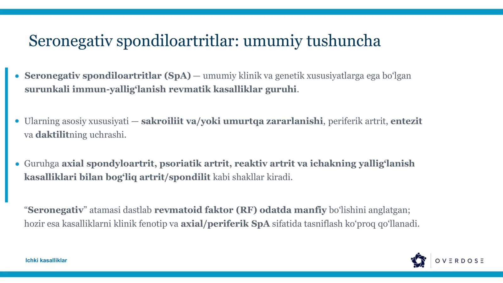 Seronegativ spondiloartritlar: klinika, tashxis va zamonaviy davolash 3