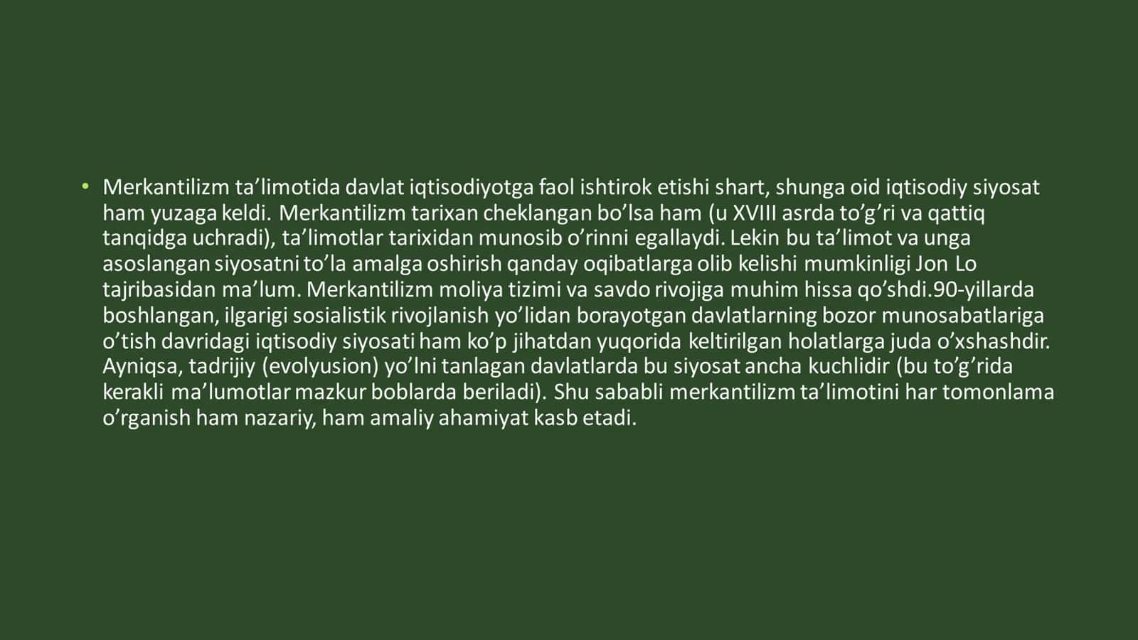 Merkantilizm g’oyasi vujudga kelishining iqtisodiy va ijtimoiy shart sharoitlari 3