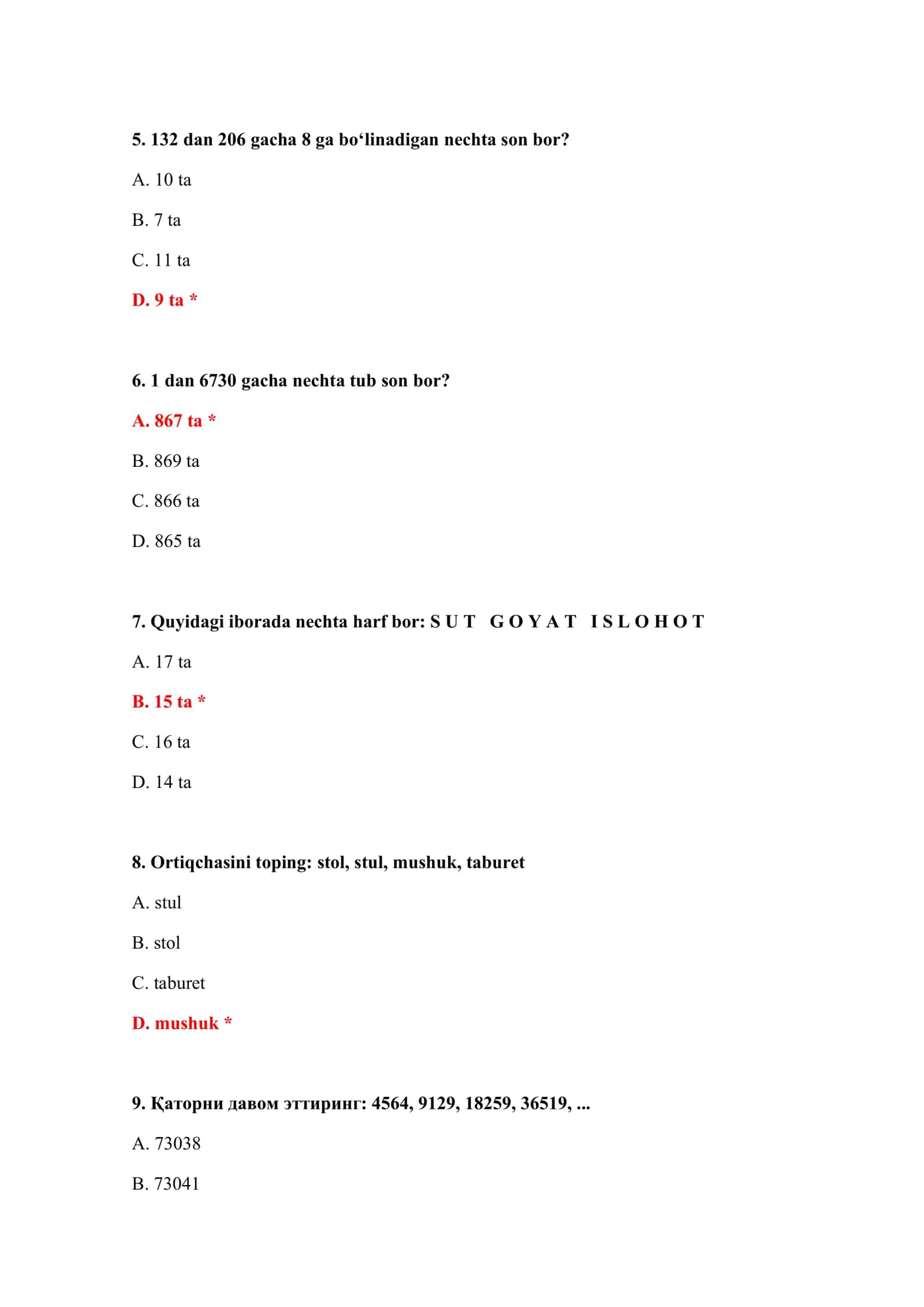 BOJXONA ISHIGA KIRISH UCHUN TEST 3