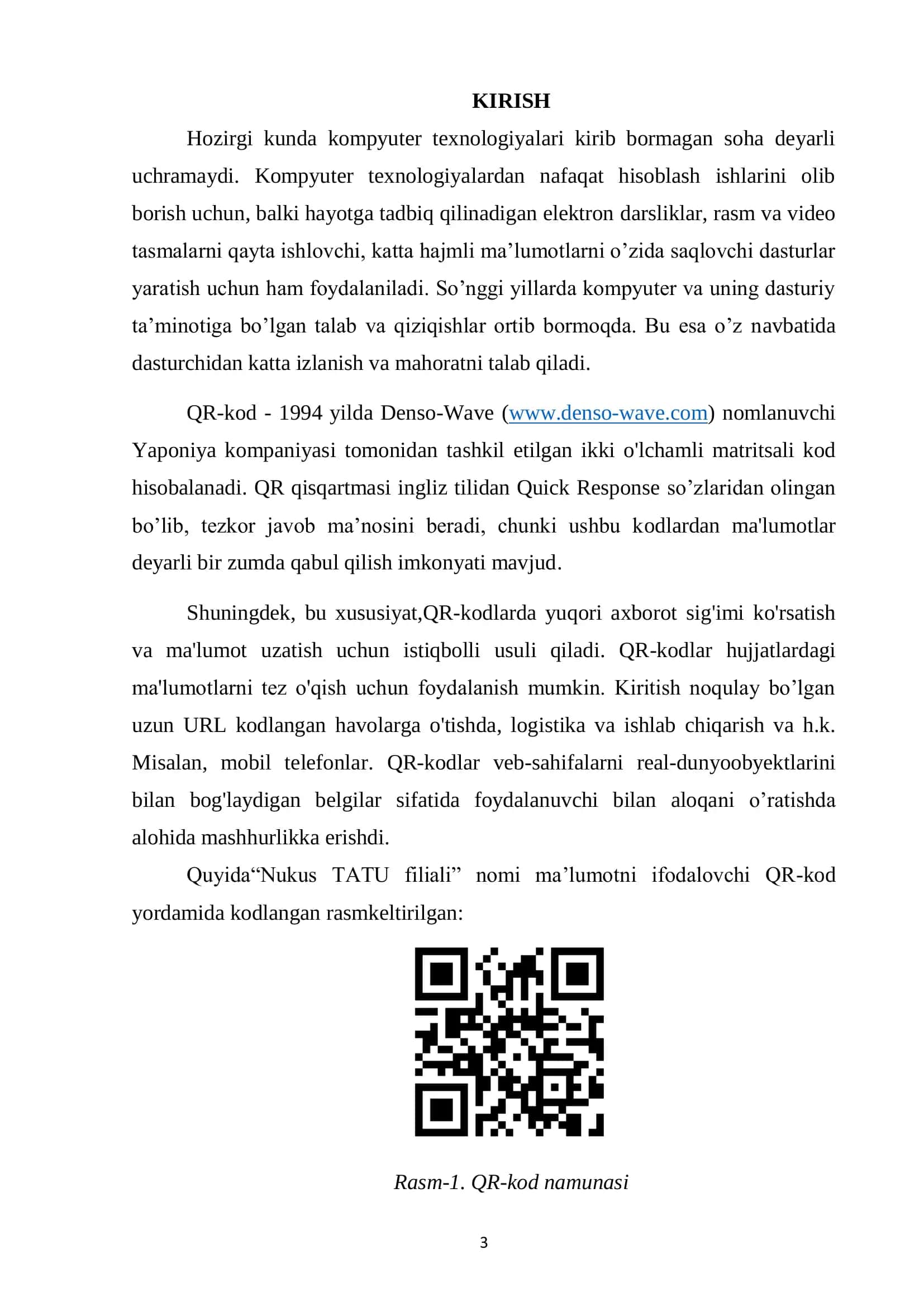 Ikki o'lchamli QR-kod tasvirlarini tanish ilovasini ishlab chiqish 3