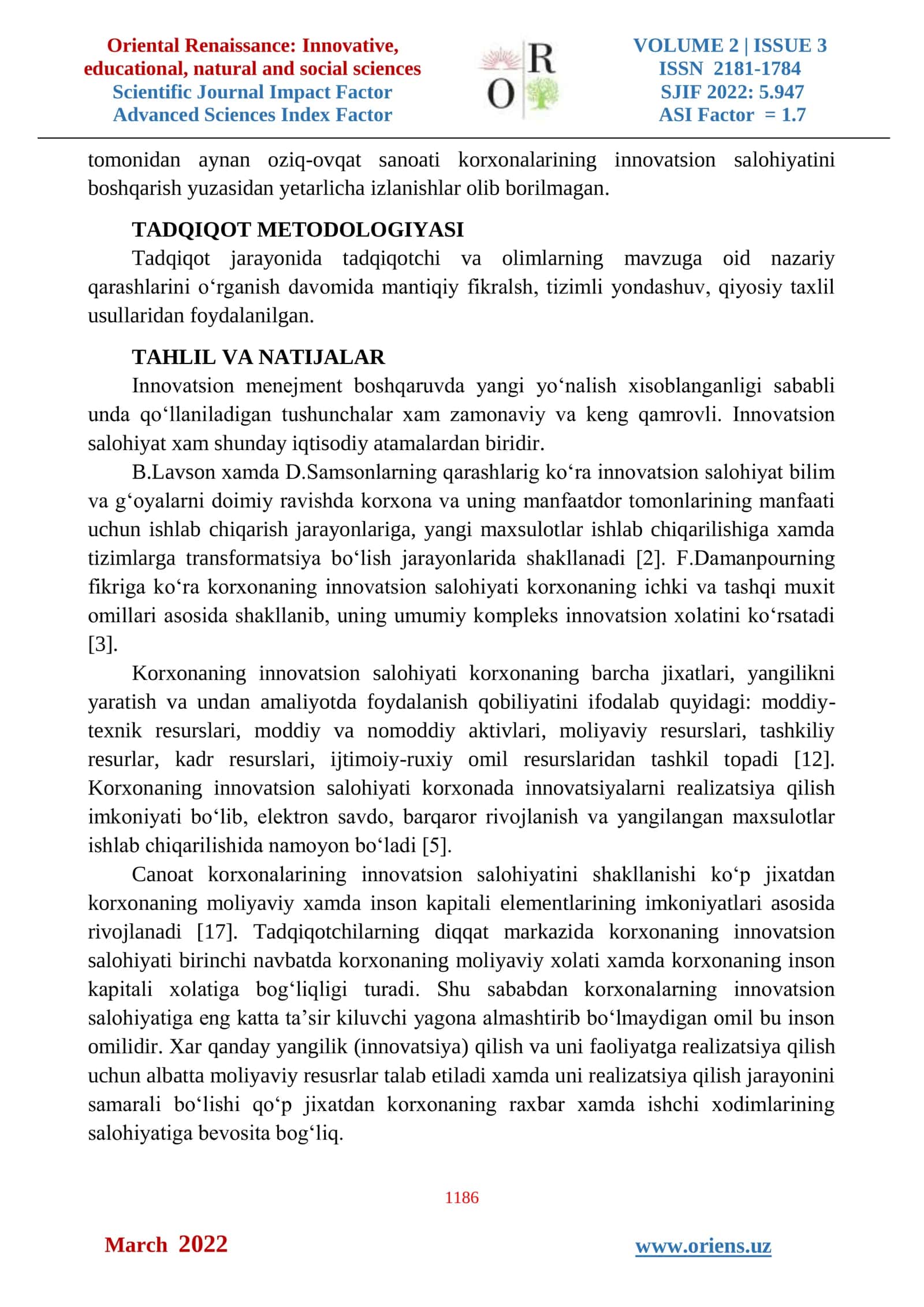 OZIQ-OVQAT SANOATI KORXONALAR INNOVATSION SALOHIYATINI BOSHQARISH 3