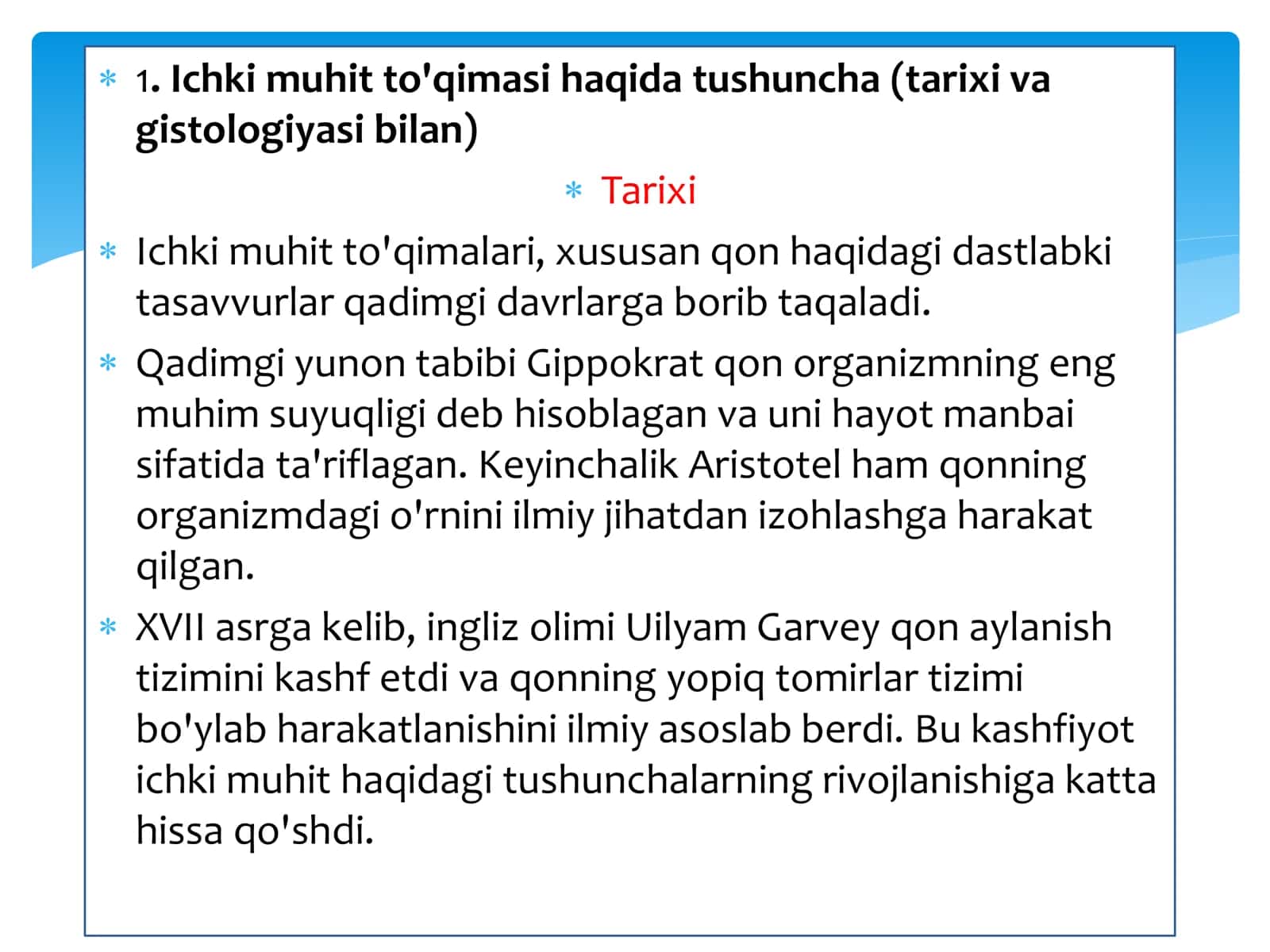 Ichki muhit to'qimasi qon ta'limi 3