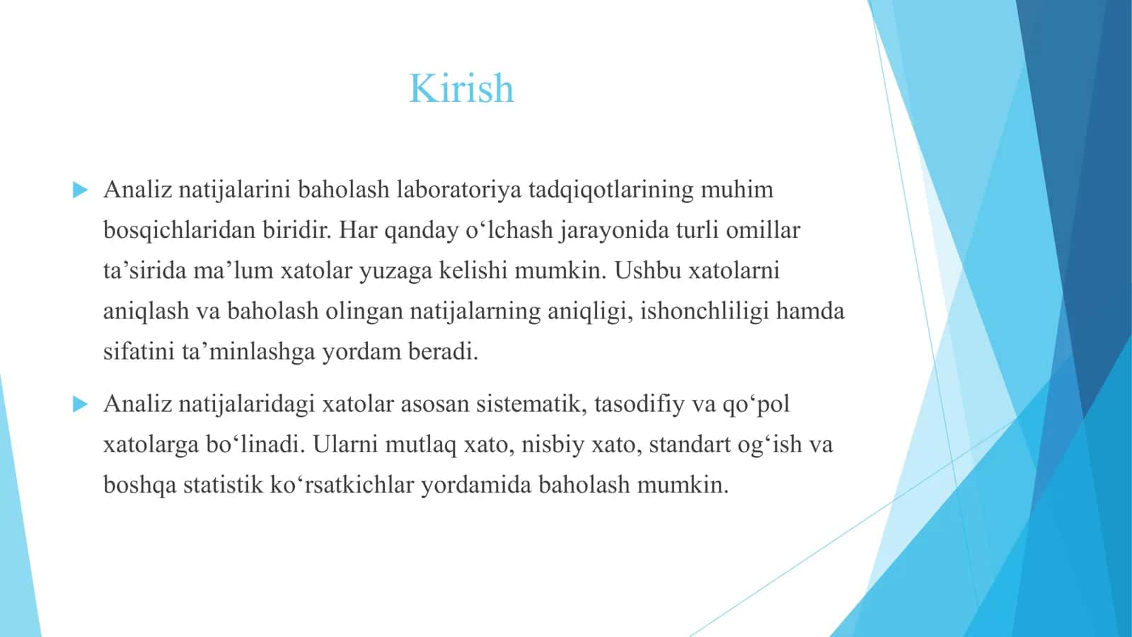 Analiz natijalarini baholash 3