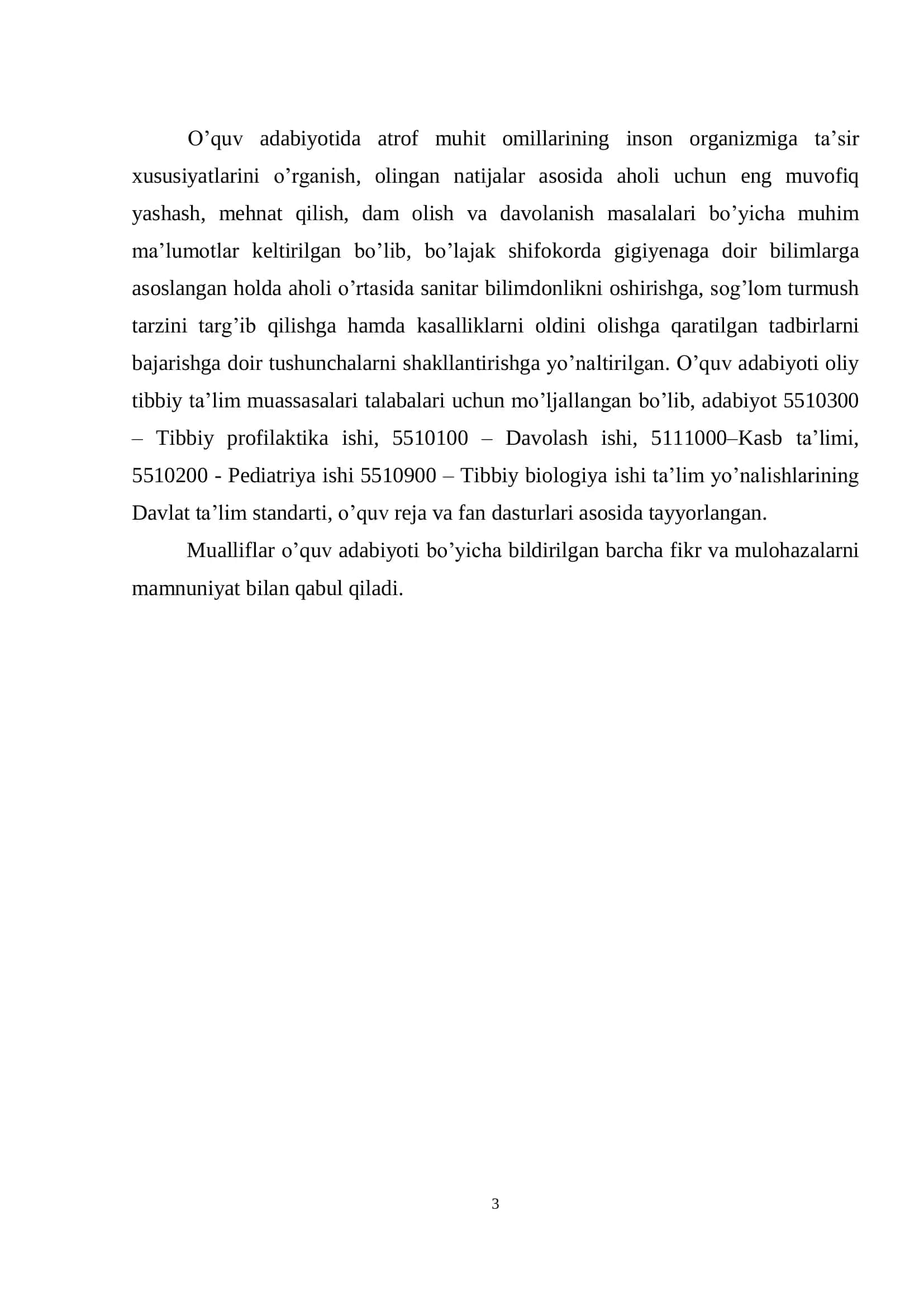 GIGIYENA. TIBBIY EKOLOGIYA darsligi 3