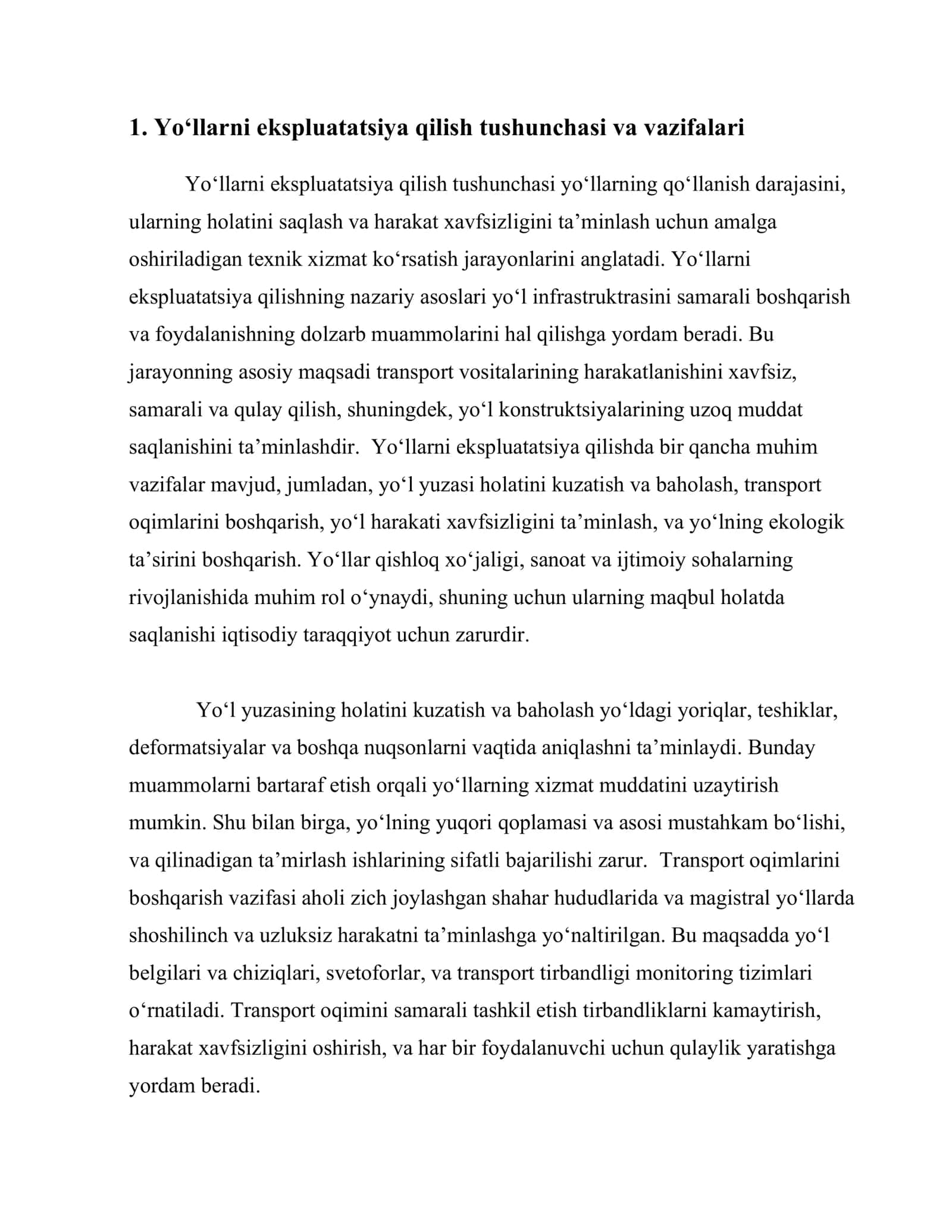 YO‘LLARNI EKSPLUATATSIYA QILISHNING NAZARIY ASOSLARI 3