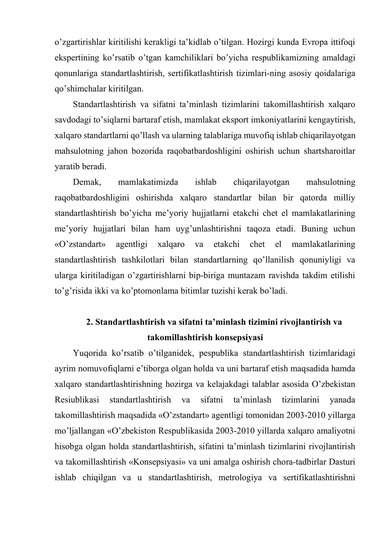 O’zbekiston Respublikasi standartlashtirish va sifatni ta’minlash tizimi istiqbollari 3