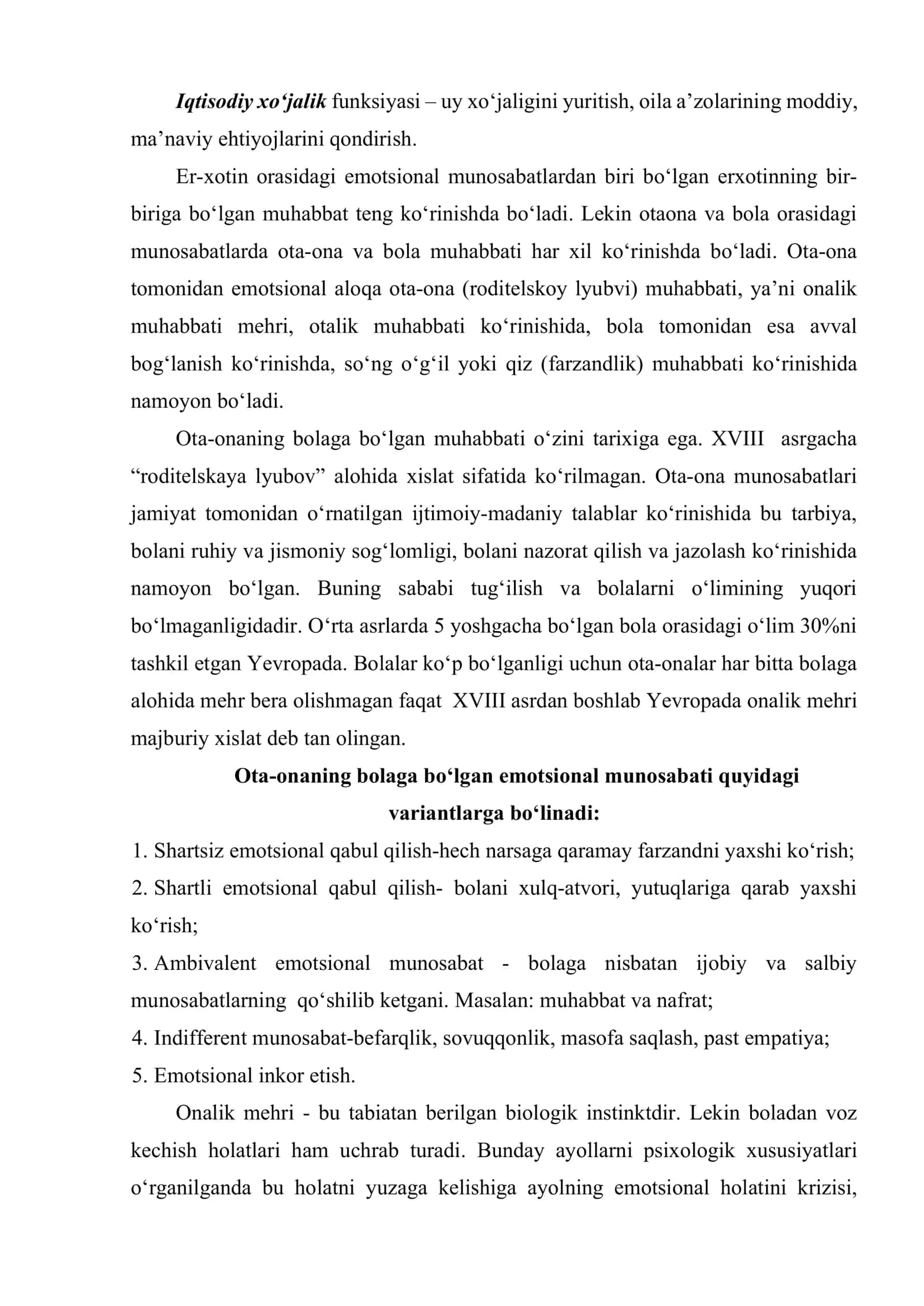 Ota ona va farzand munosabatlarining o‘ziga xosligi 3