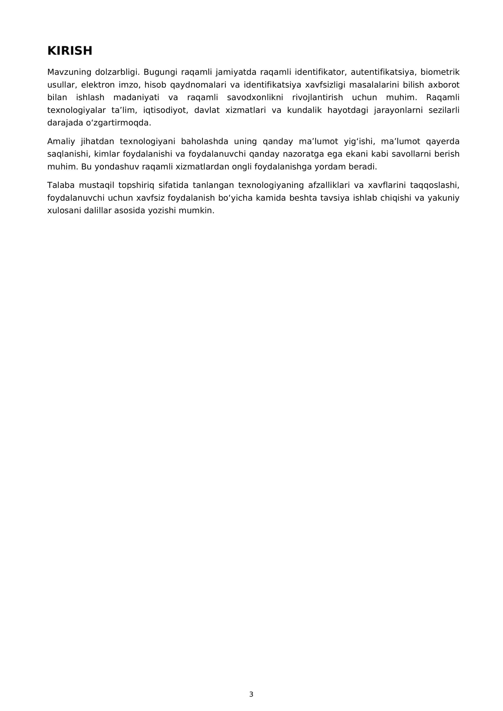 Kurs ishi: Raqamli Identifikatsiya 3