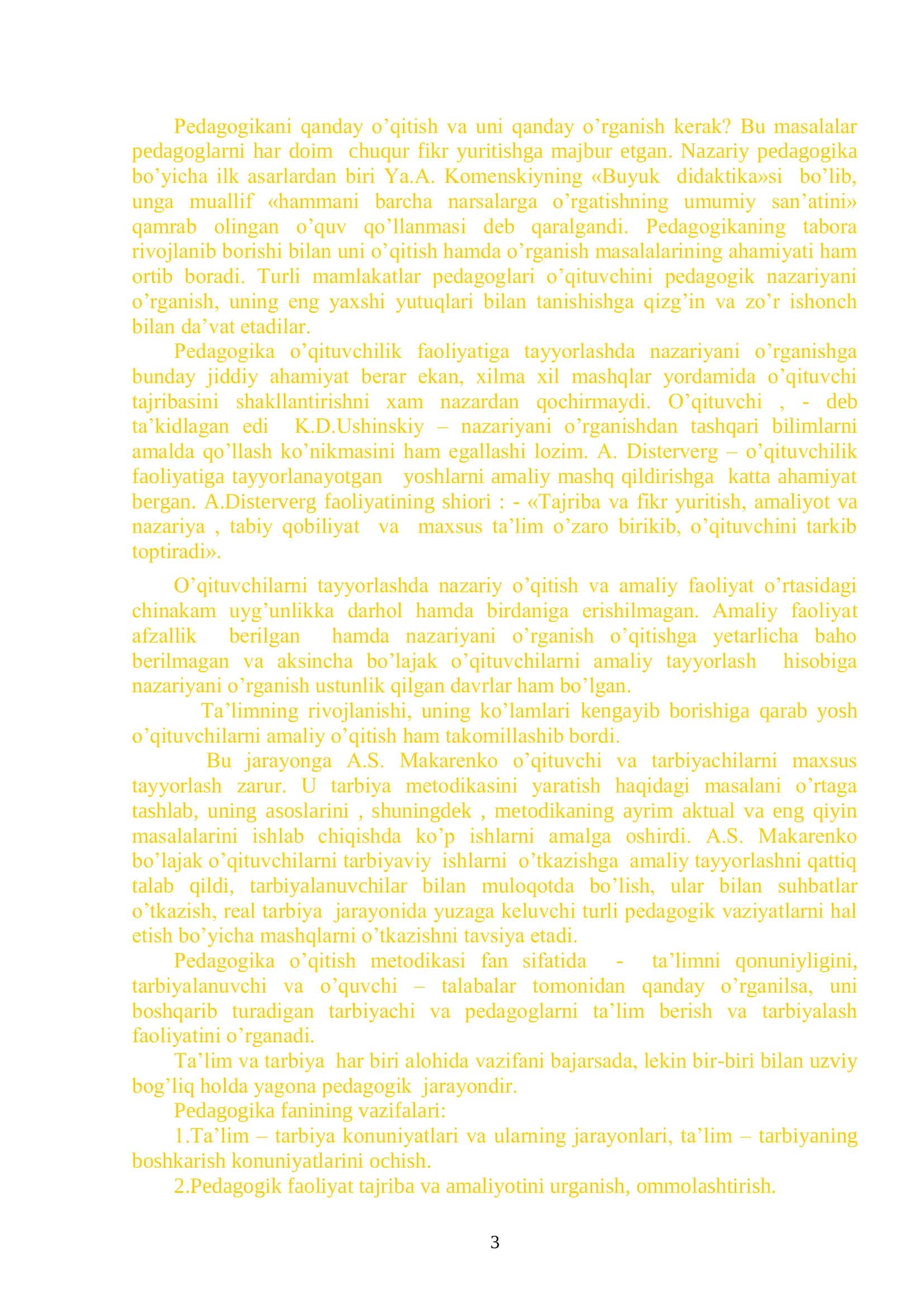 Pedagogikani o’quv predmeti sifatida joriy etilishi va o’qitish metodlari 3