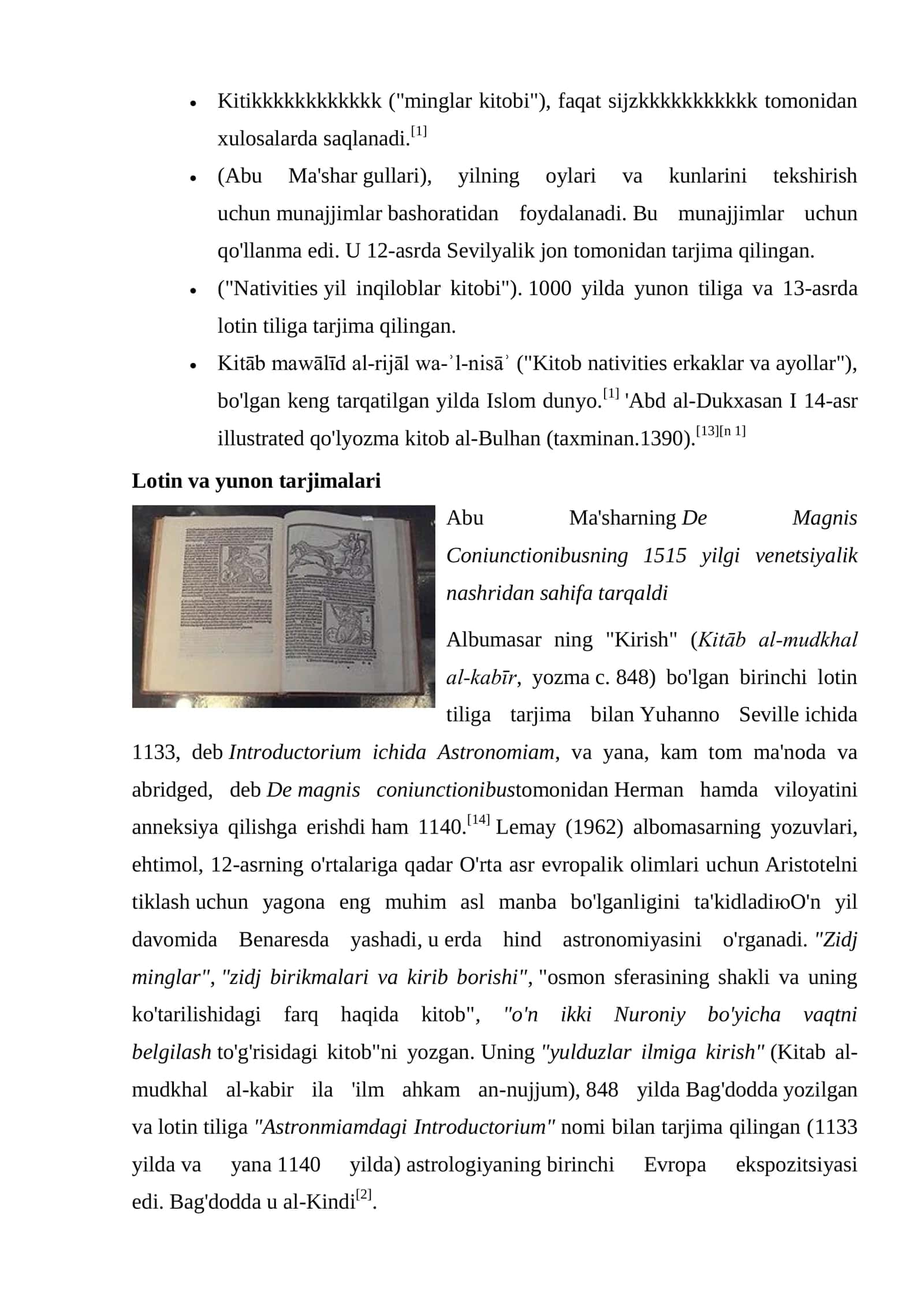 Abu Mash’ar al-Balxiyning lotinchaga tarjima qilingan asarlari va ularning 3