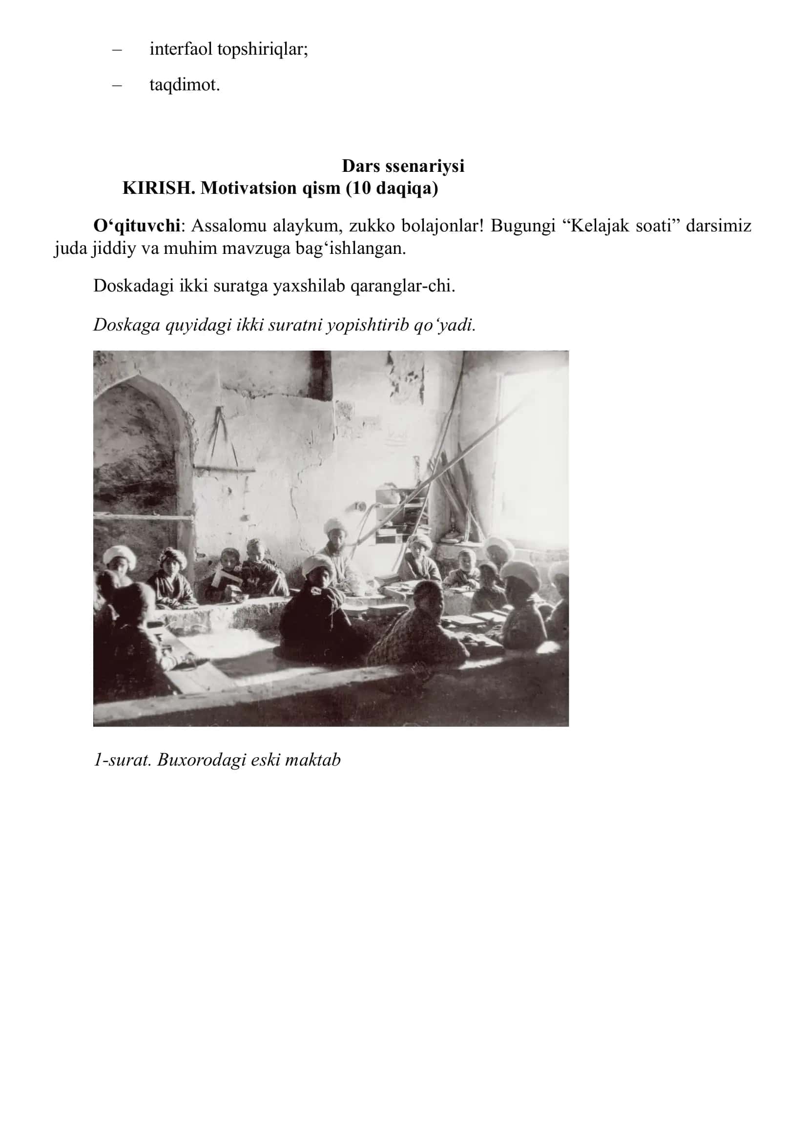 “Kelajak soati” darsining 1-4-sinflar uchun mashg‘ulot ssenariysi 3