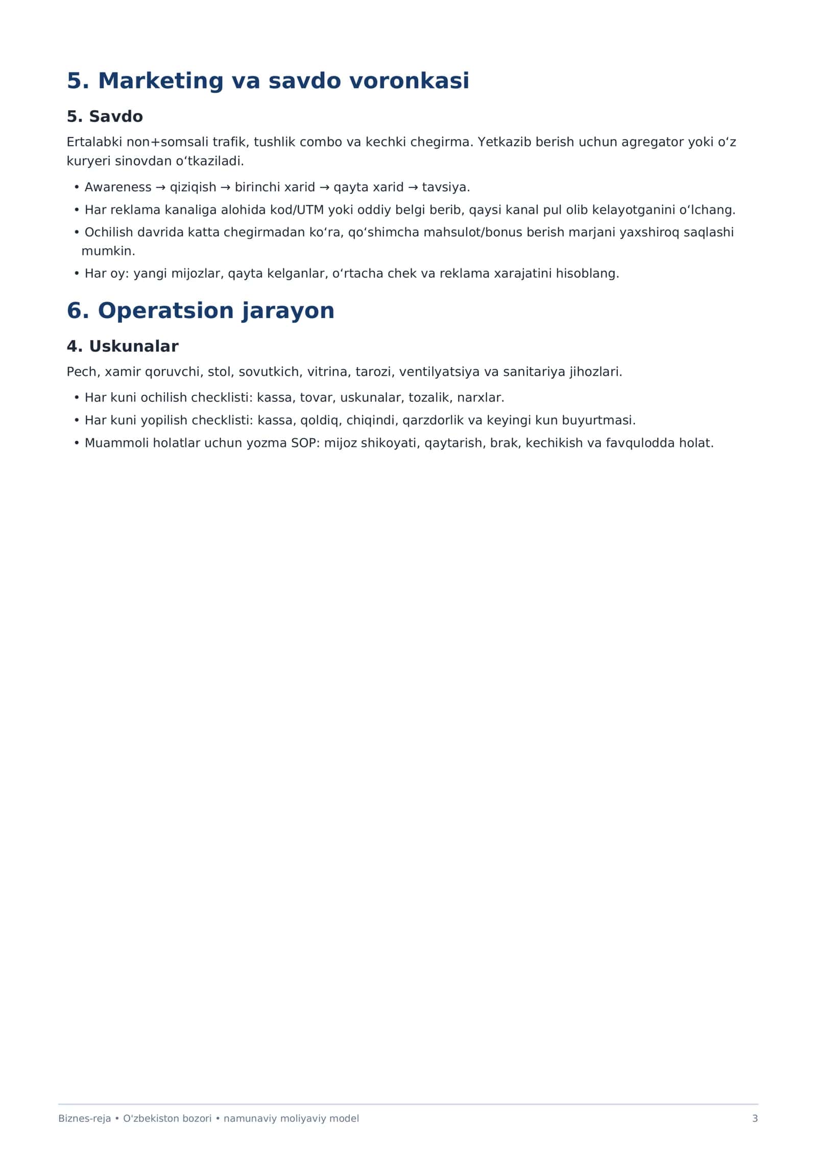 Mukammal Mini NONVOYXONA & BAKERY biznes rejasi 3