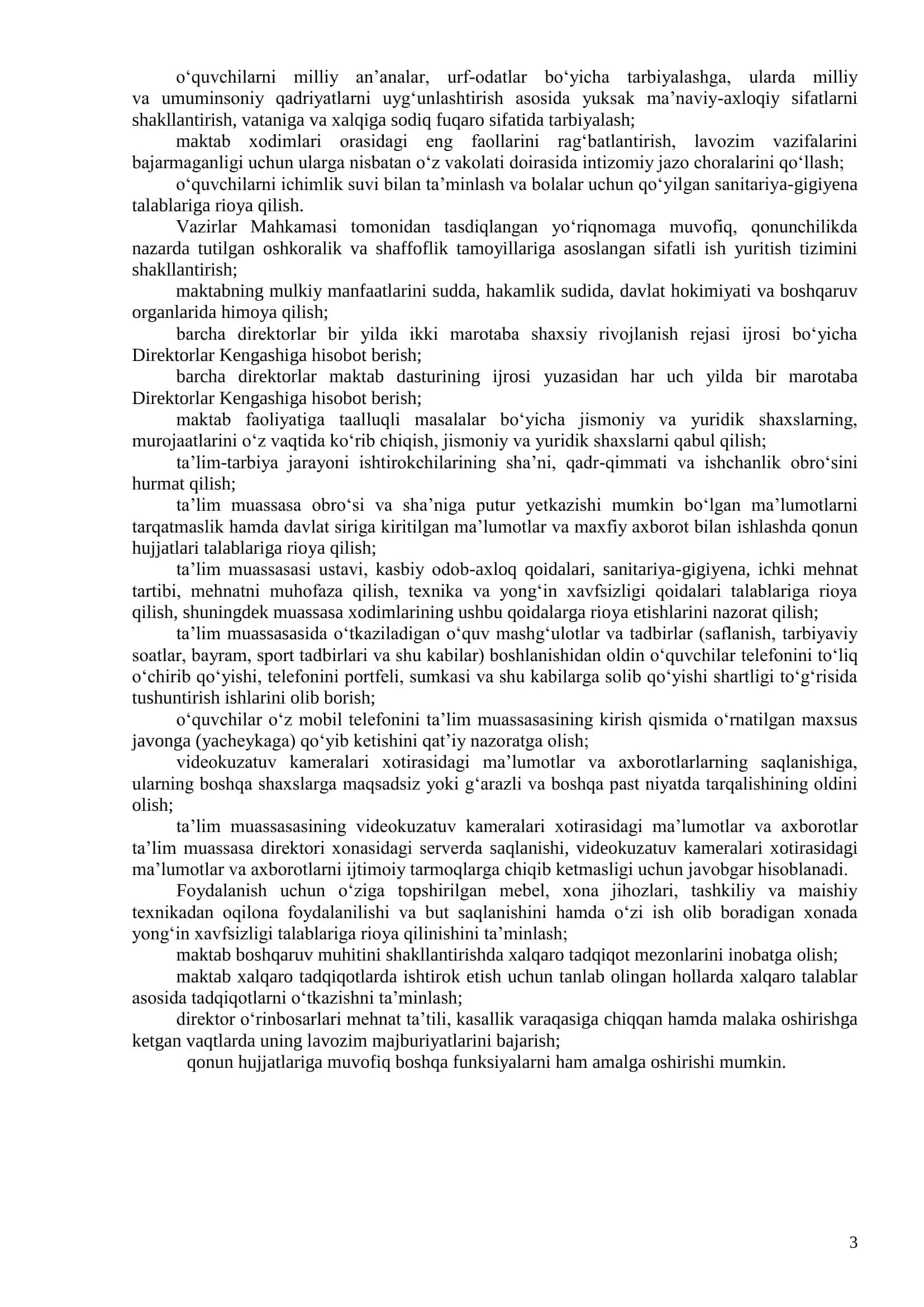 UMUMIY OʻRTA TAʼLIM MAKTABI (MAKTAB-INTERNAT) XODIMLARINING LAVOZIM YOʻRIQNOMALARI 3