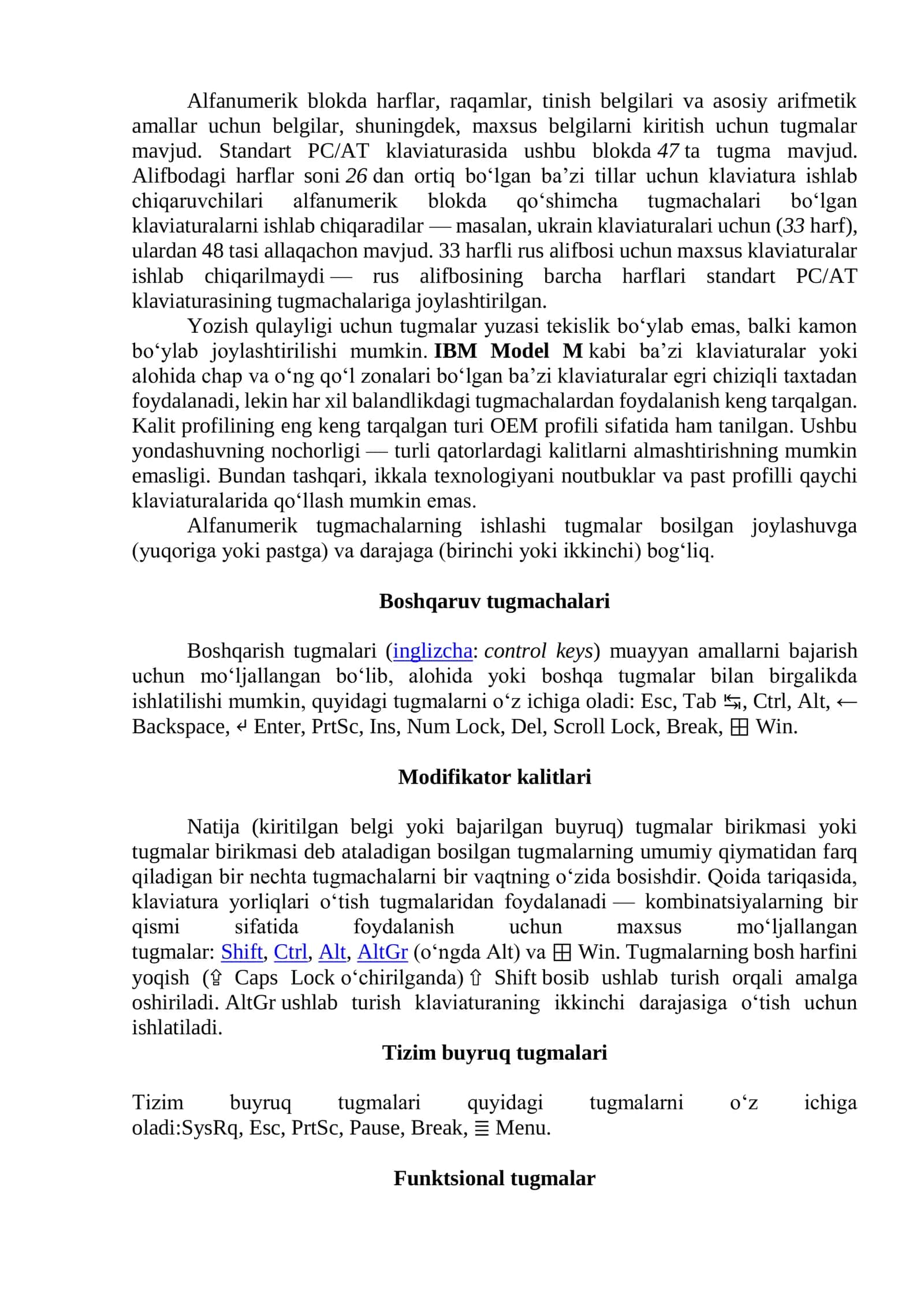 Klaviatura tuzilishi va undan foydalanish qoidalari 3
