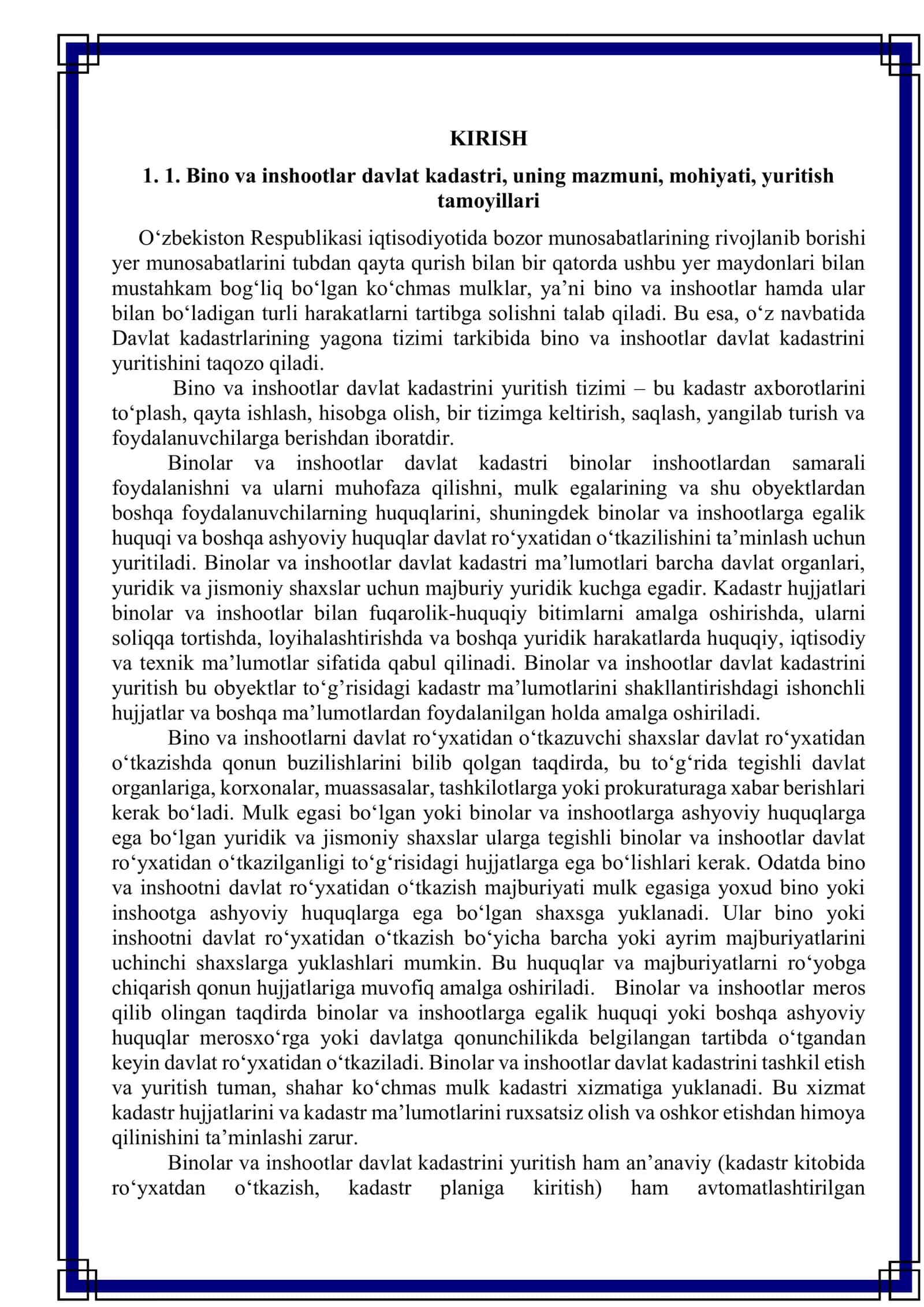 BINO VA INSHOOTLAR KADASTRINING AXBOROT BAZASINI YARATISH VA GEOAXBOROT TIZIMLARI BILAN INTEGRATSIYA QILISH 3