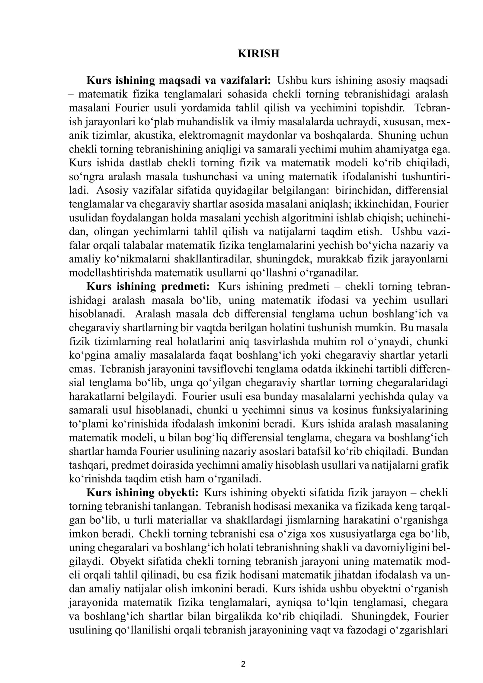 MATEMATIK FIZIKA TENGLAMALARI FANIDAN TAYYORLAGAN KURS ISHI 3