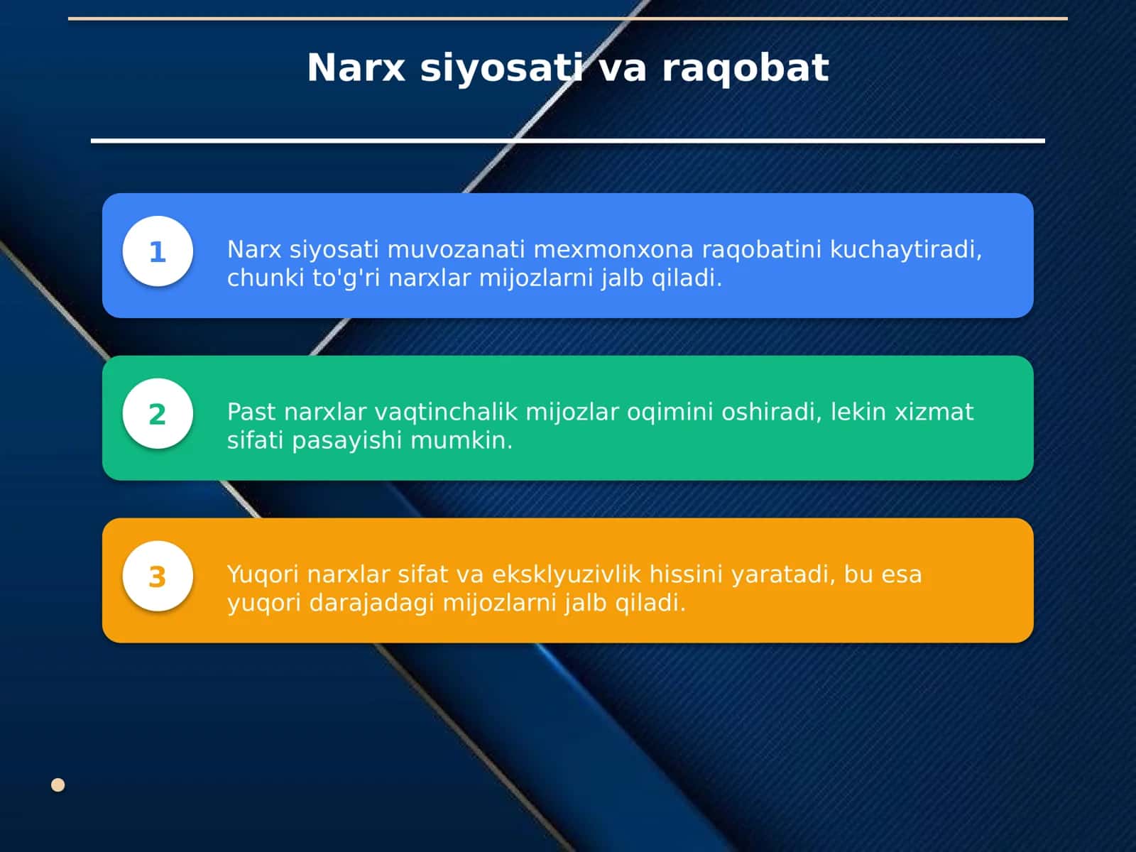 Mexmonxona biznesida raqobatbardoshlikni ta'minlash omillari 3