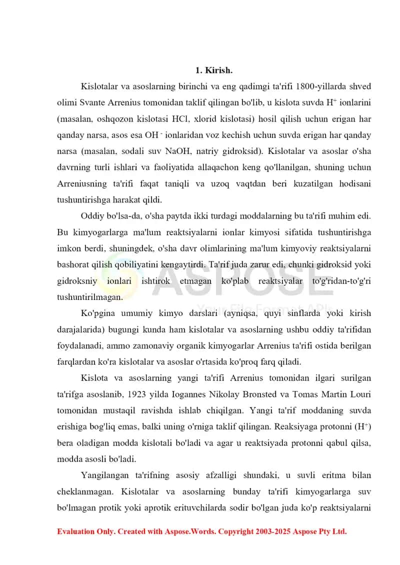 9. Organik kislotalar va asoslar. Brensted- Louri nazariyasi 2. Referat 22 bet 3