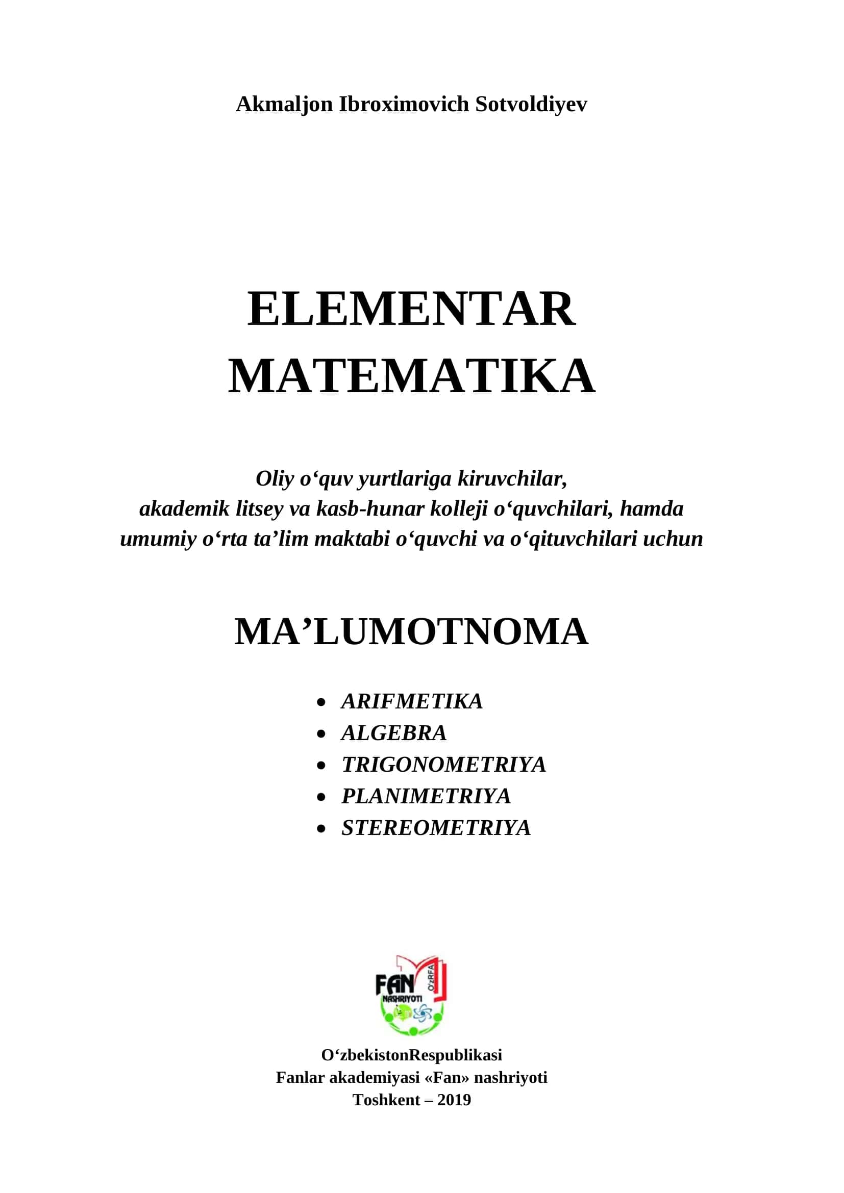 Elementar matematika ma'lumotnoma 3