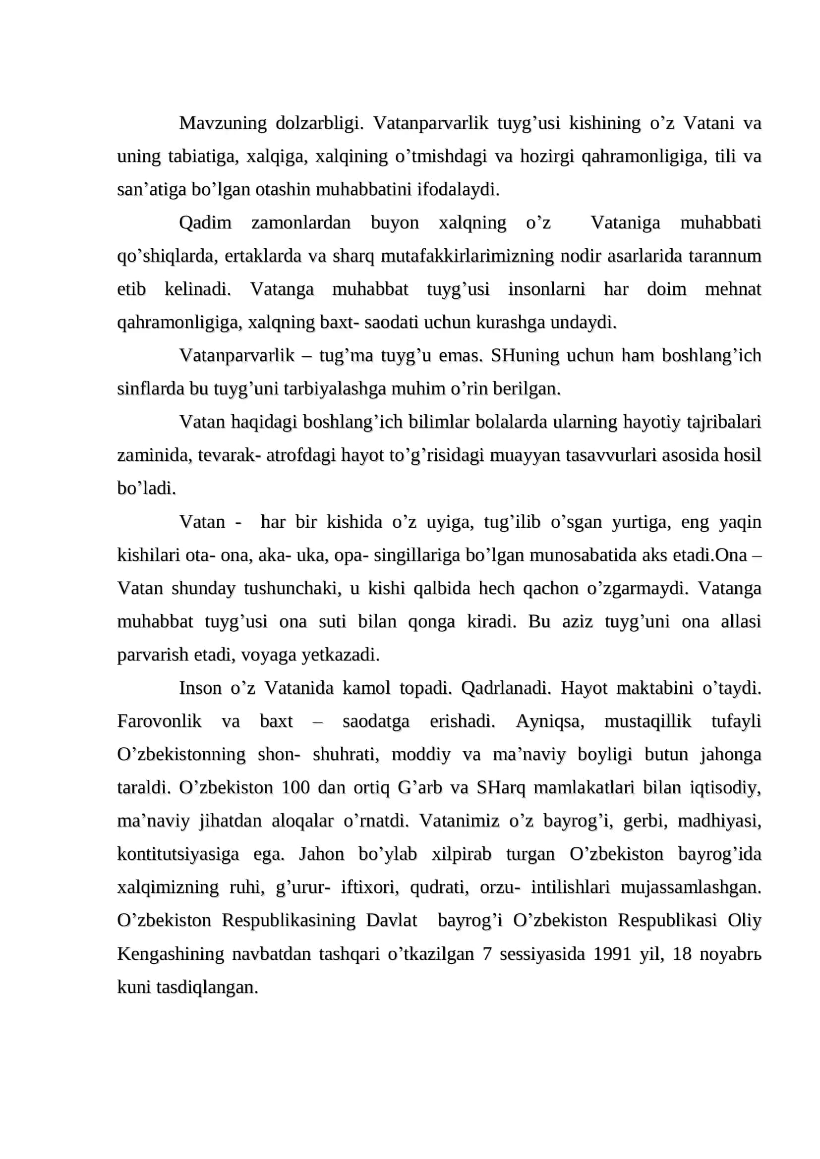 Kichik maktab yoshdagi o‟quvchilarda vatanparvarlik tuyg„usini shakllantirish 3