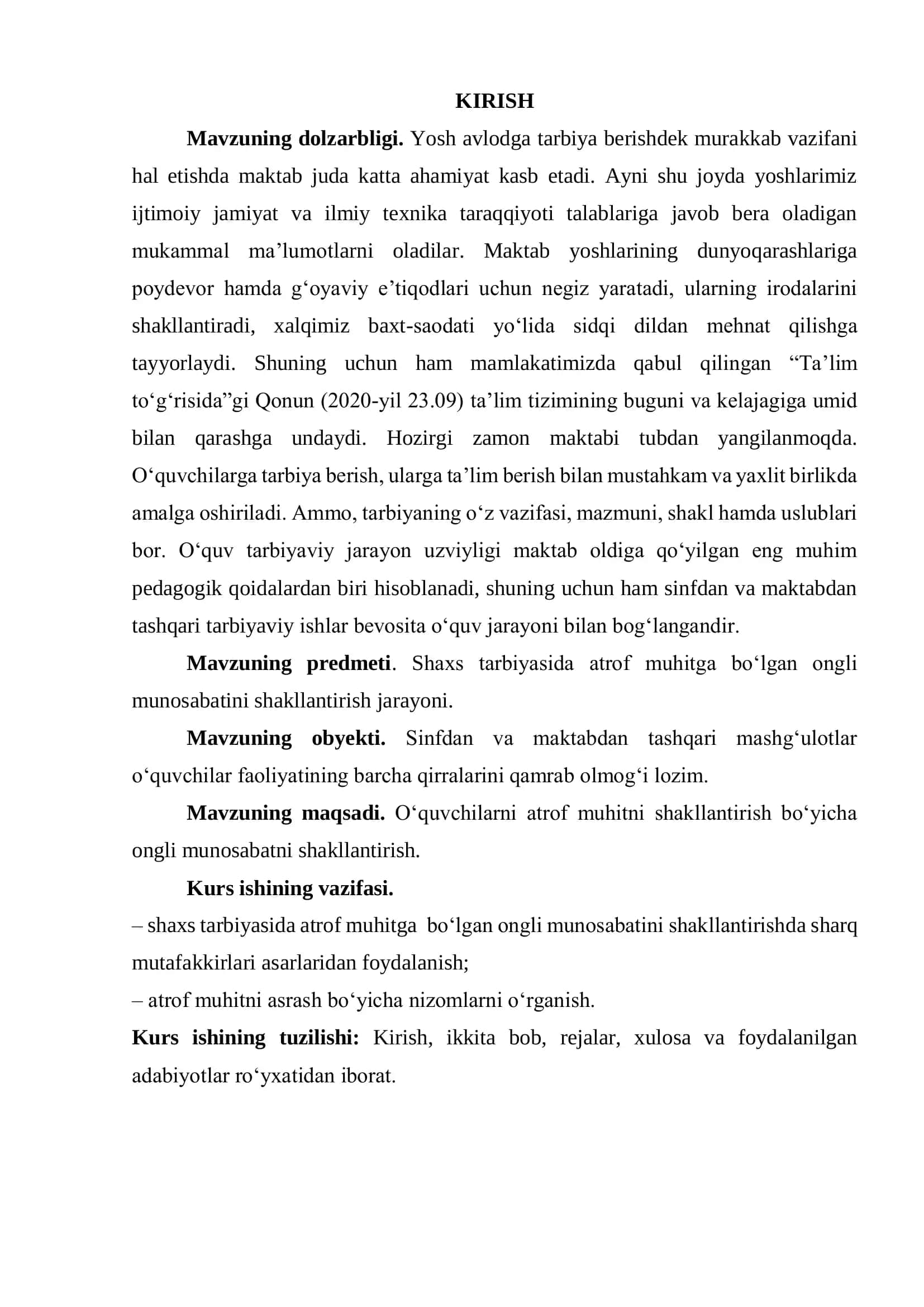 SHAXS TARBIYASIDA ATROF MUHITGA BO‘LGAN ONGLI MUNOSABATNI SHAKLLANTIRISH 3