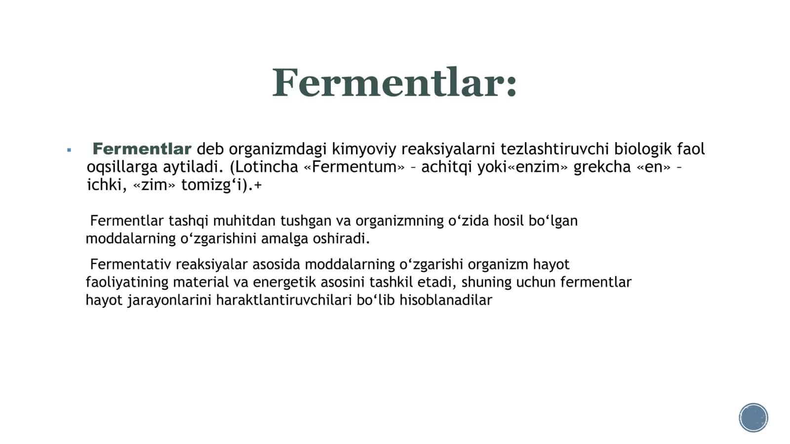 Fermentlar. Fermentlarning biologik katalizator sifatida o’ziga xos xususiyatlari 3