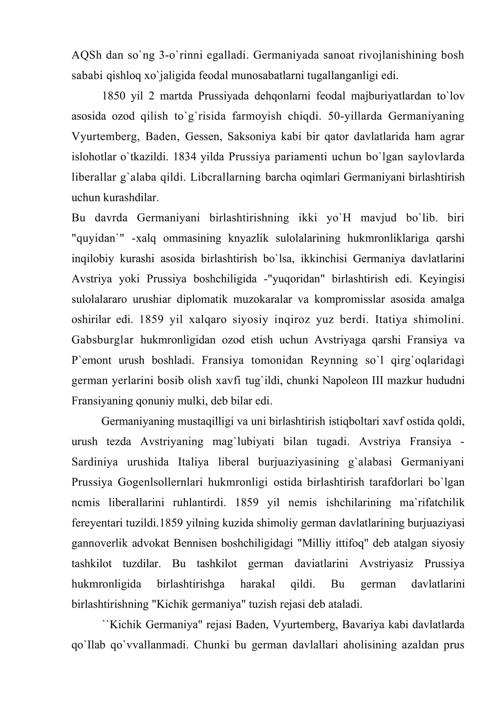 Prussiyada konstutsiyaviy nizo va Otto fon Bismarkning hokimiyatga kelishi 3