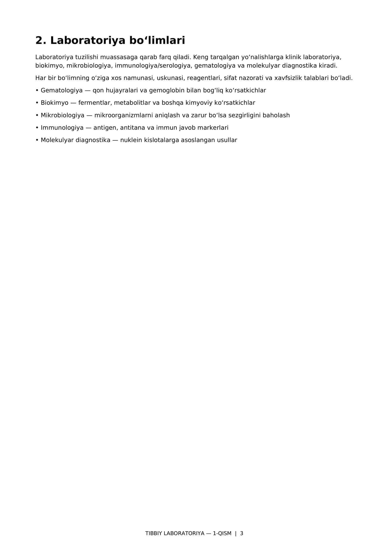 Tibbiy labaratoriya asoslari 1- qism#Tibbiyot #TibbiyLaboratoriya #Laboratoriya #LaboratoriyaAsoslari #TibbiyDiagnostika #Gematologiya #Biokimyo #Mikrobiologiya #Biosafety #LaboratoriyaXavfsizligi #TibbiyotTalabalari #OquvQollanma #Amaliyot #Tibbiyot #Meditsina #Tibbiyot #TibbiyLaboratoriya #Laboratoriya #LaboratoriyaAsoslari #TibbiyDiagnostika #Gematologiya #Biokimyo #Mikrobiologiya #Biosafety #LaboratoriyaXavfsizligi #TibbiyotTalabalari #OquvQollanma #Amaliyot #Tibbiyot #Meditsina 3