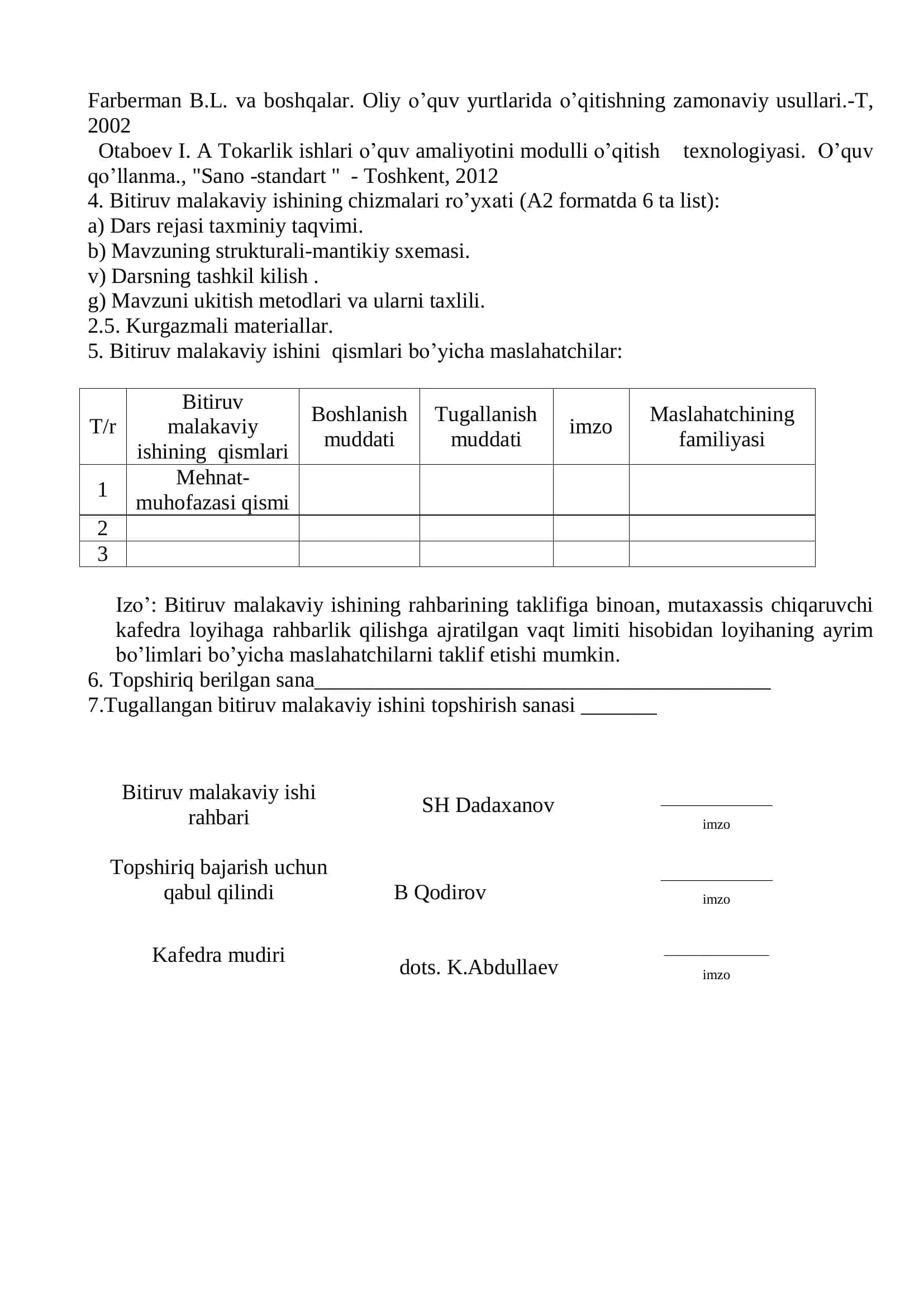 Metall kesish dastgoxlari fanidan "KXKda tish va rezba kesish dastgoxlari" mavzusini ho'itishda yangi pedagogik texnologiyalarni qo'llash 3