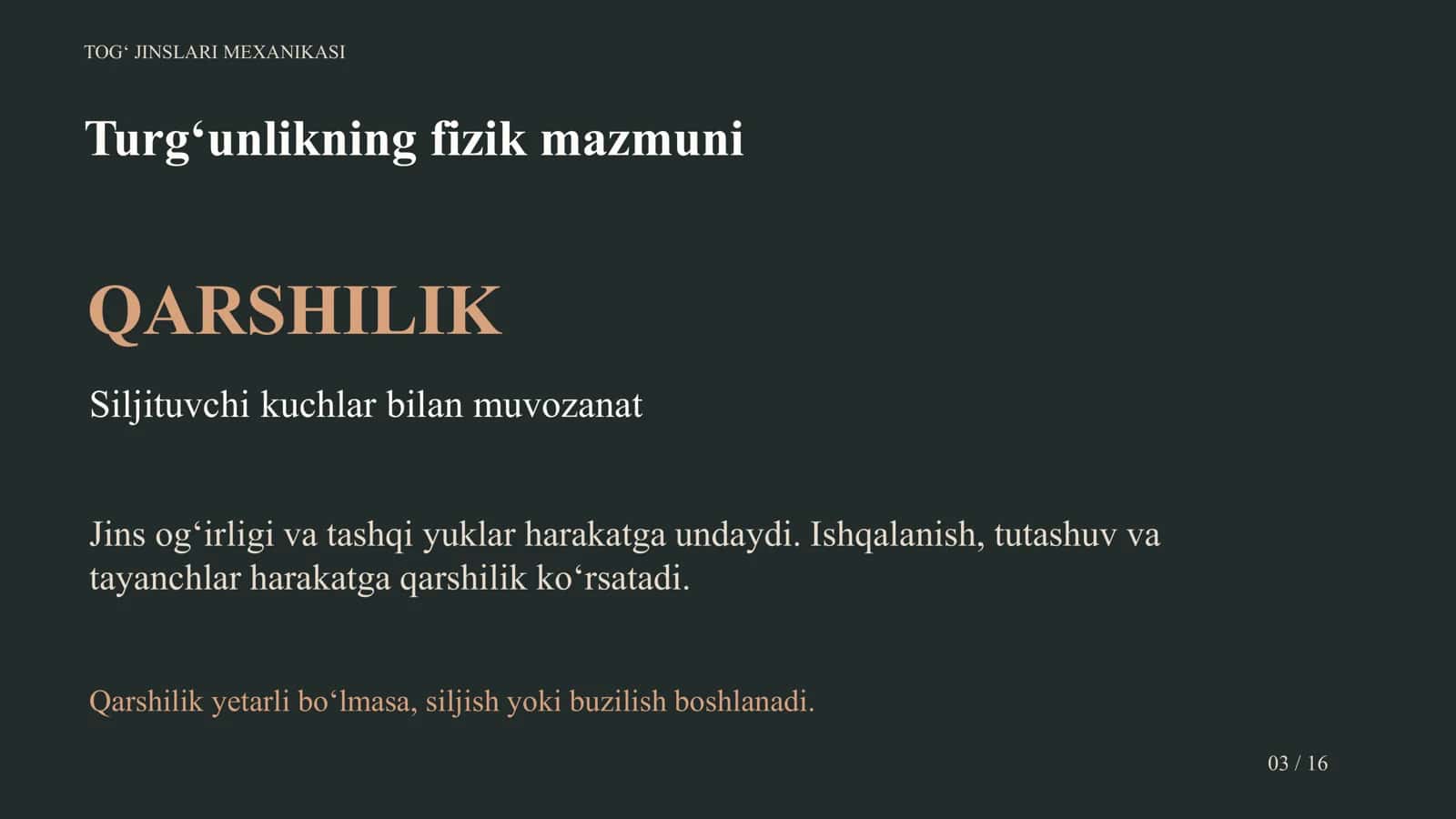 TOG‘ JINSLARI MEXANIKASI 3