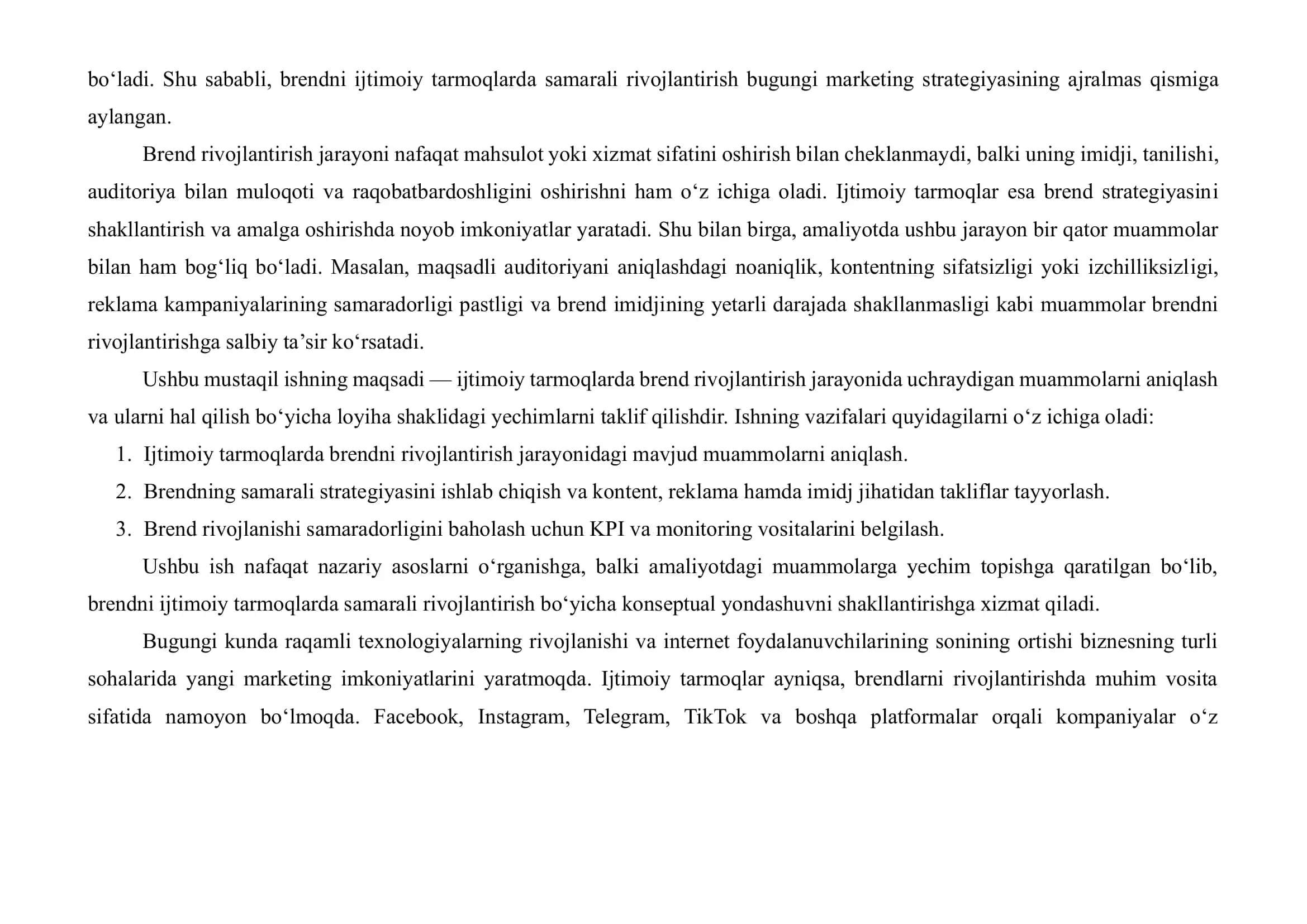 IJTIMOIY TARMOQLARDA BREND RIVOJLANTIRISH STRATEGIYASINI TAYYORLASH 3