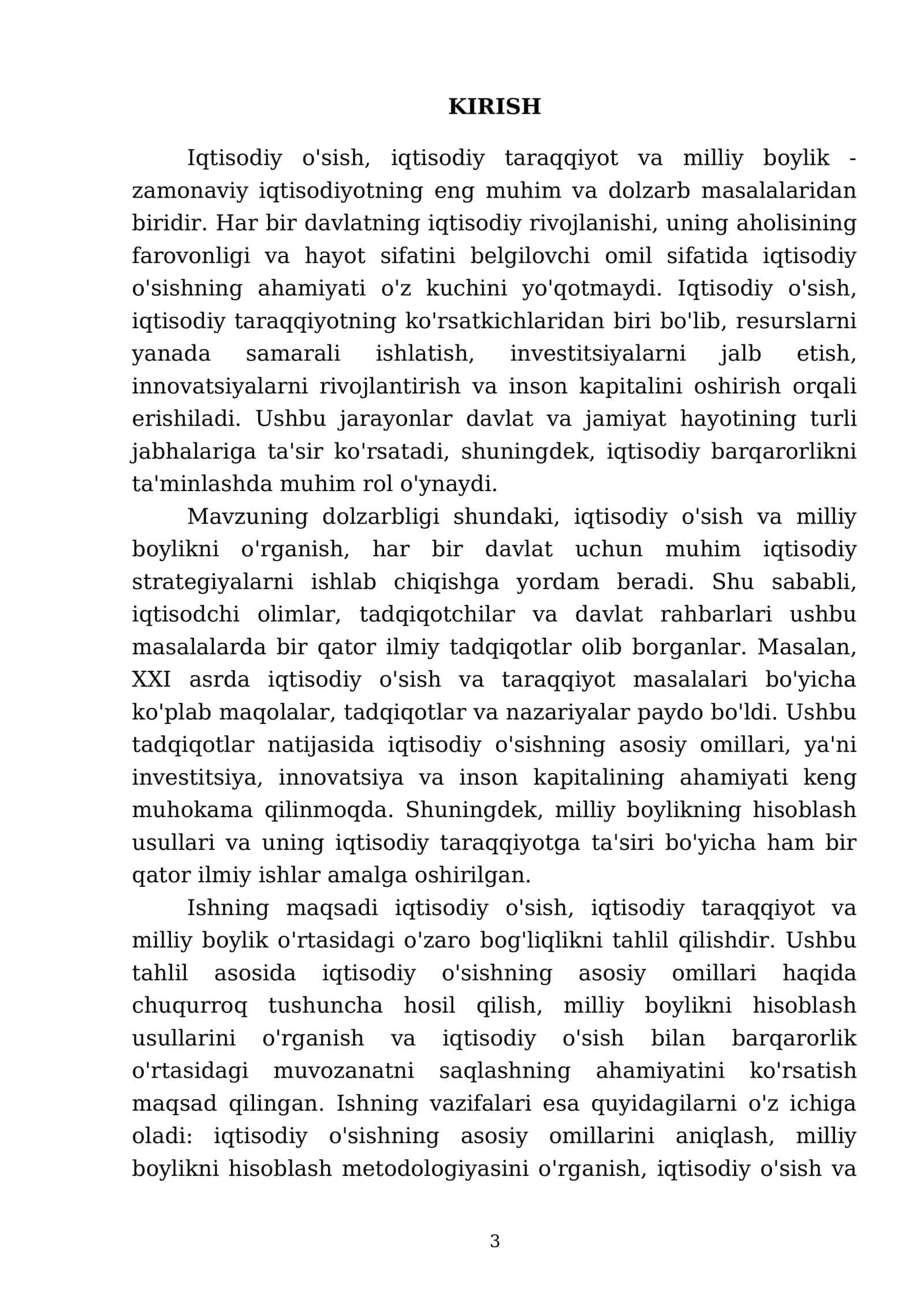 Iqtisod taraqiyoti, iqtisodiy oʻsish va milliy boylik 3