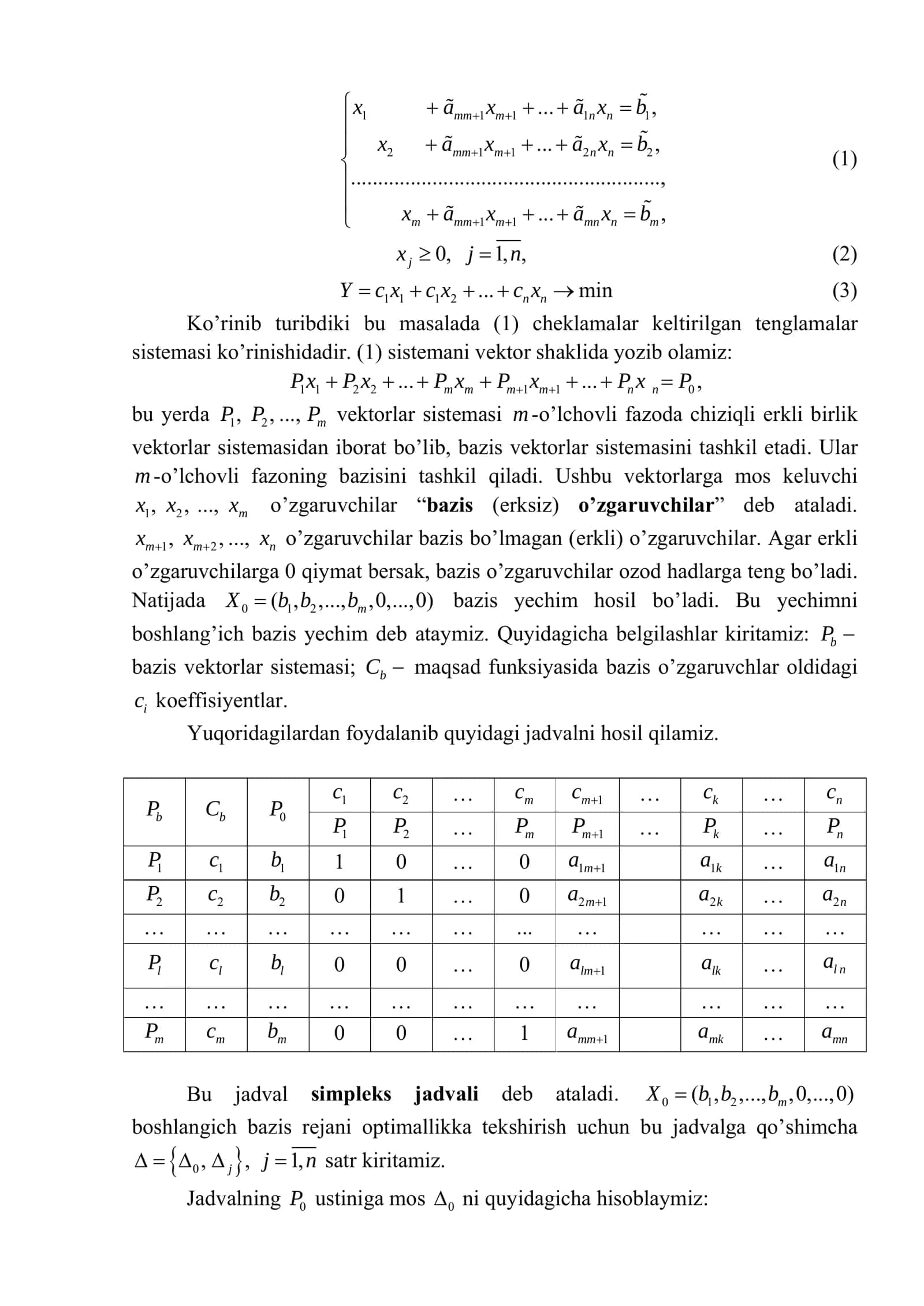 Simpleks usuli 3